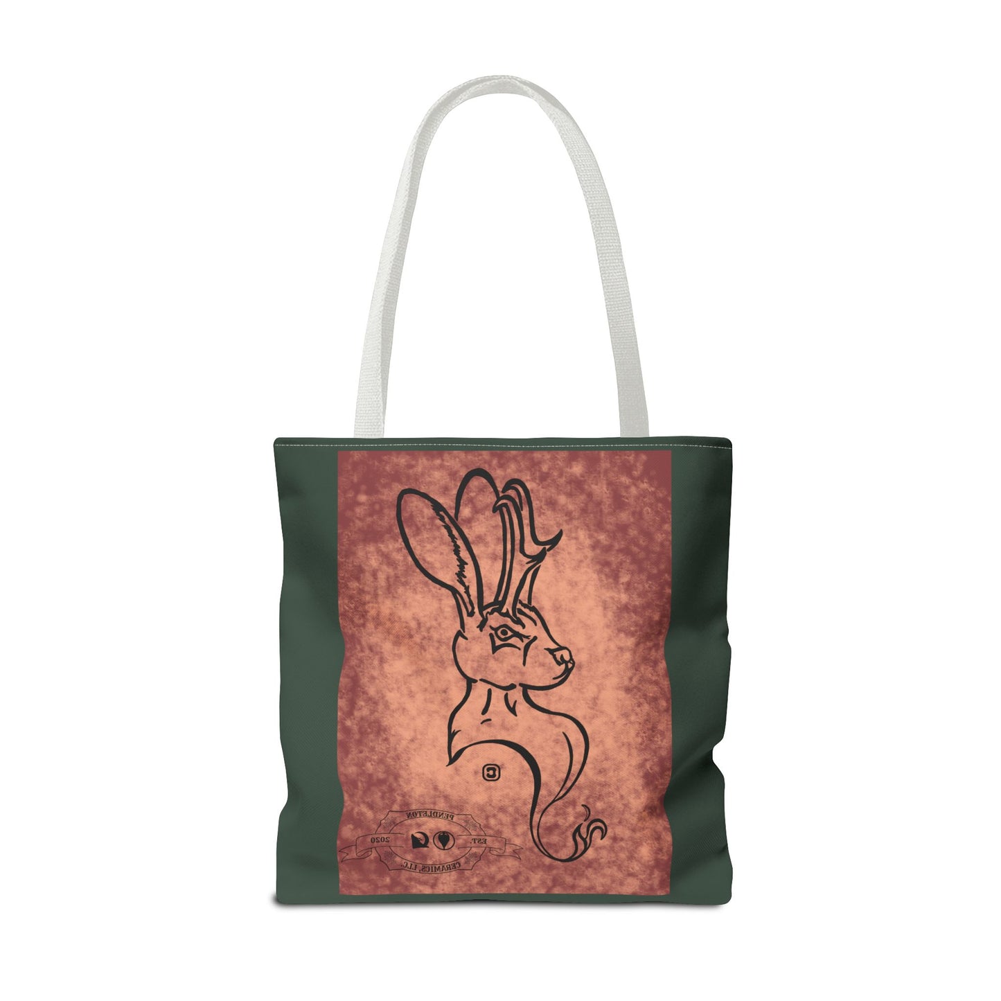 Dust Storm Jackalope Bust Drawing Tote Green Bag