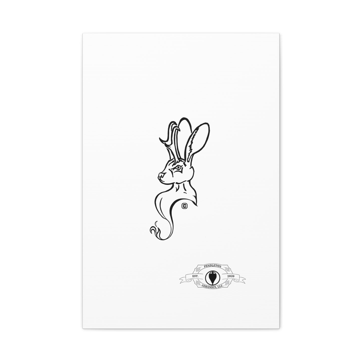 Jackalope Bust Drawing Art Stretched Canvas Wall Decor