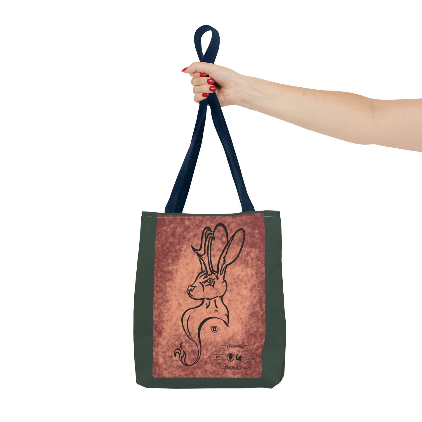 Dust Storm Jackalope Bust Drawing Tote Green Bag