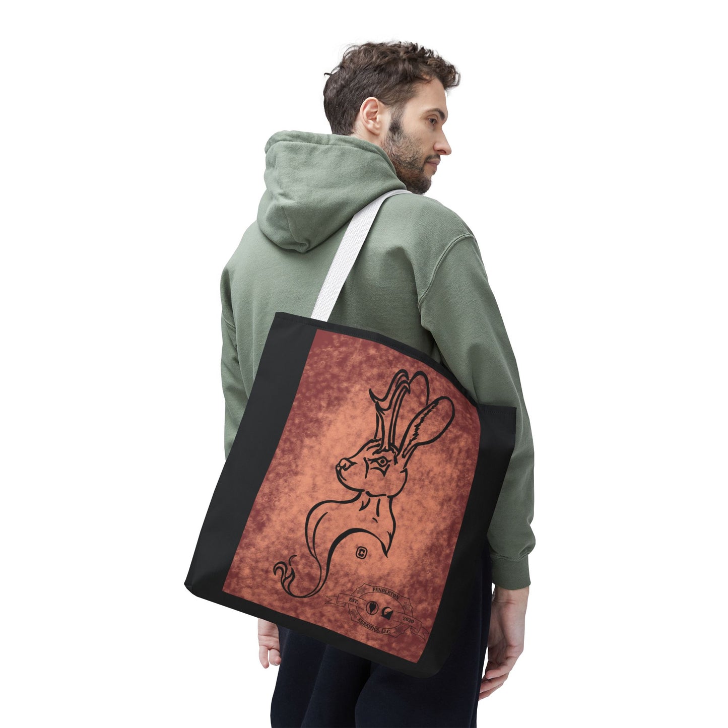Dust Storm Jackalope Bust Drawing Tote Black Bag