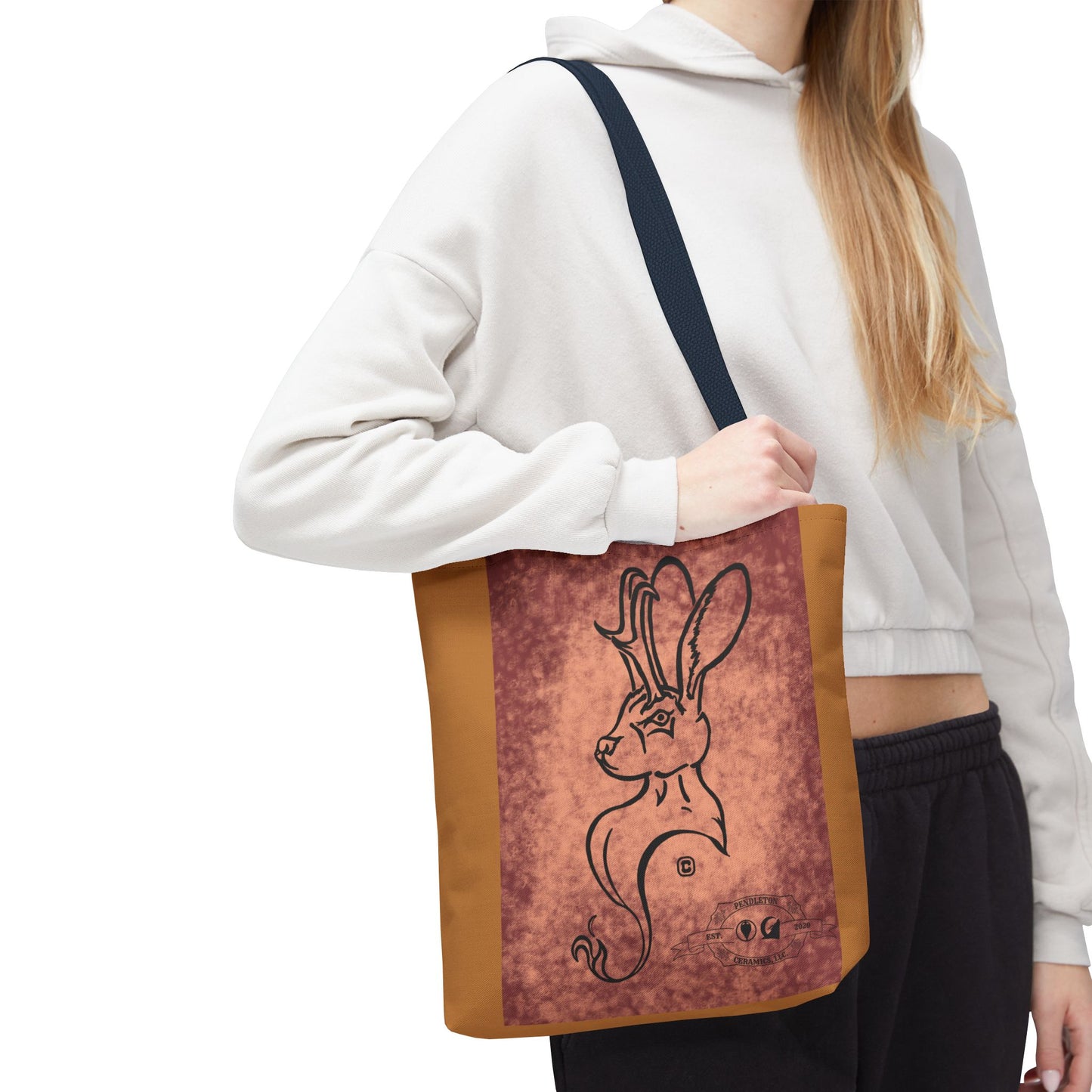 Dust Storm Jackalope Bust Drawing Tote Brown Bag