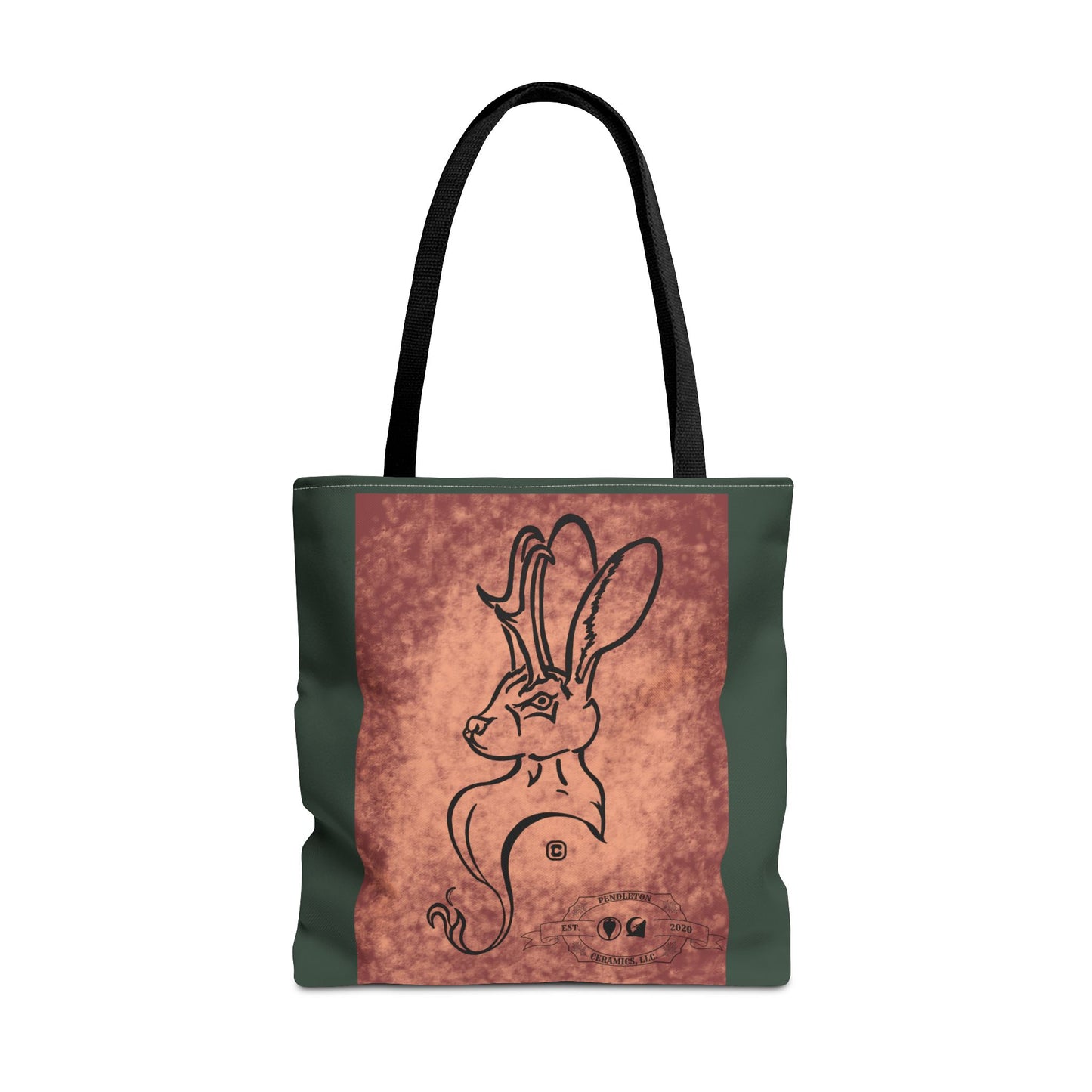 Dust Storm Jackalope Bust Drawing Tote Green Bag