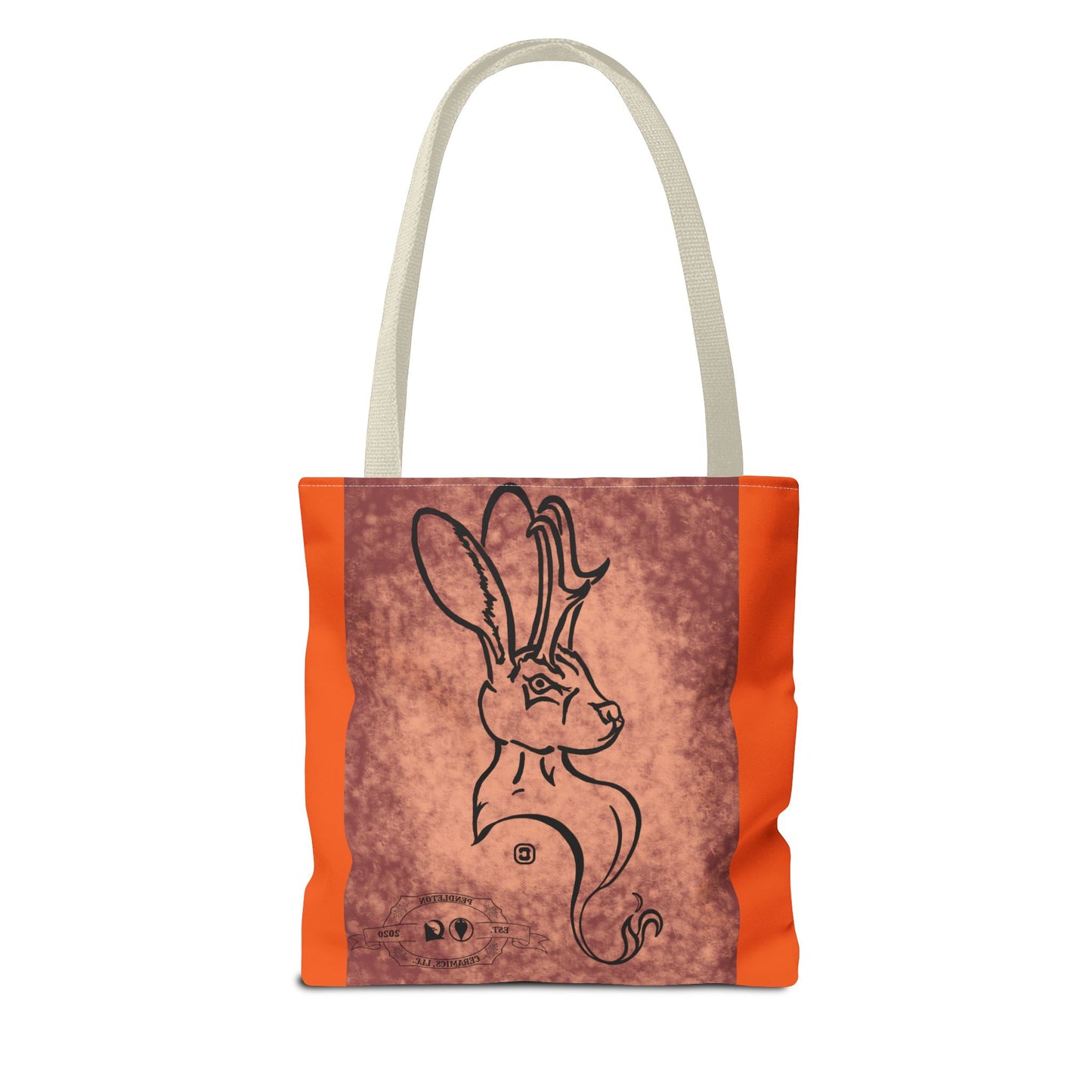 Dust Storm Jackalope Bust Drawing Tote Orange Bag