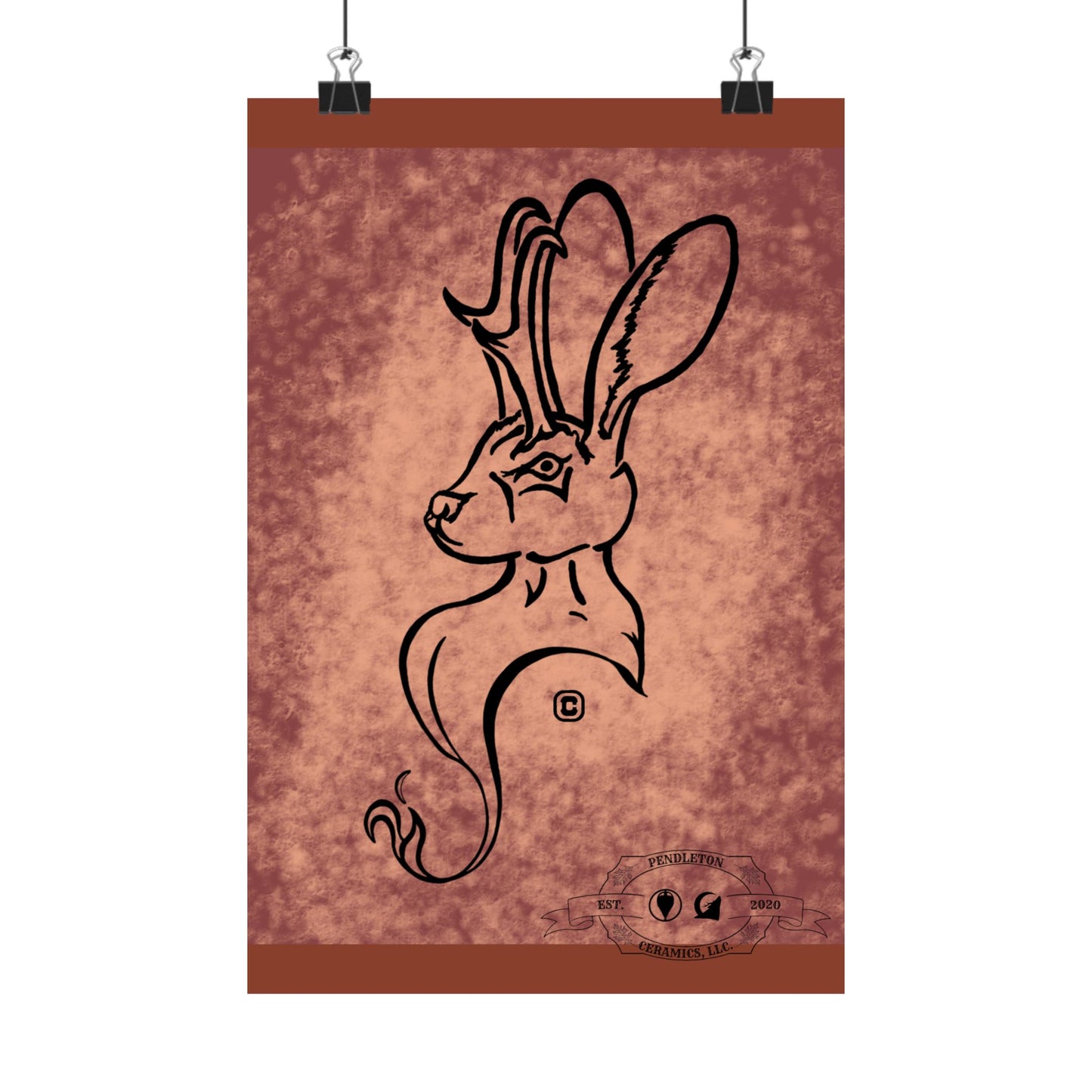 Dust Storm Jackalope Bust Drawing Wall Art