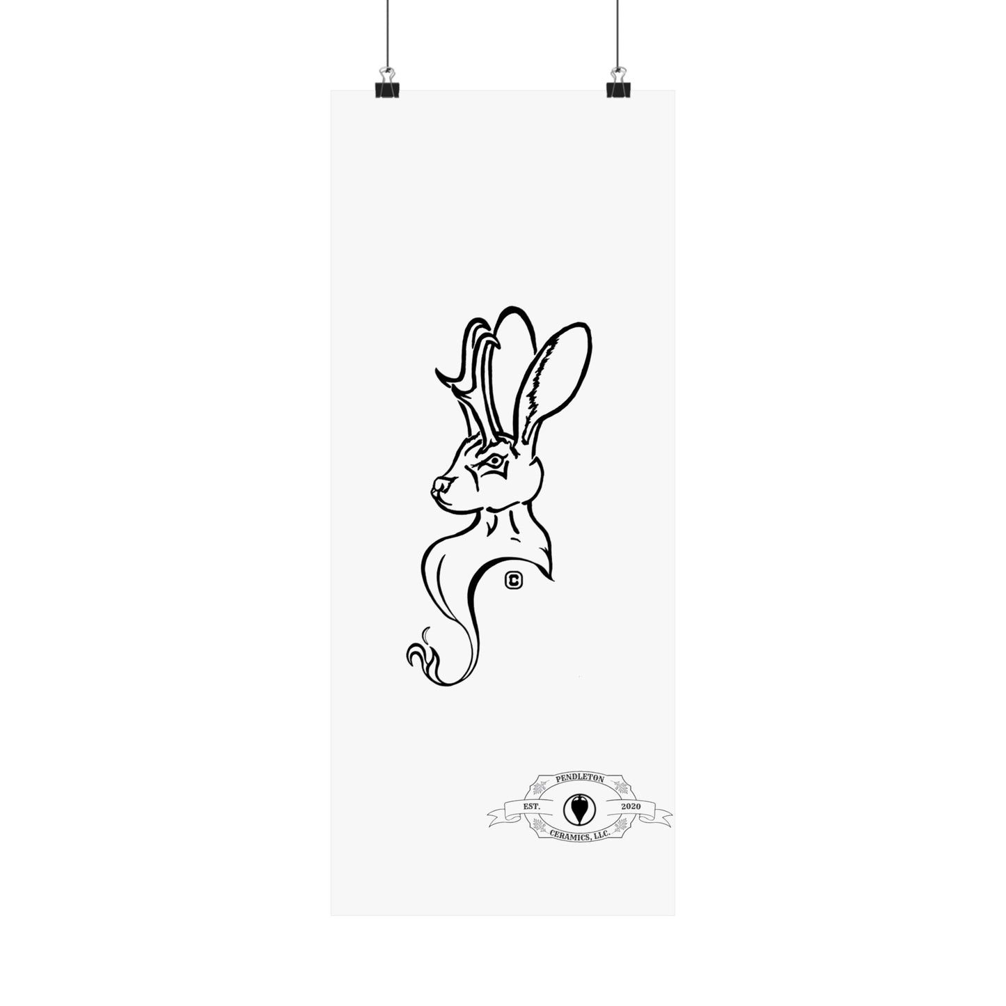Jackalope Bust Drawing Matte Vertical Posters