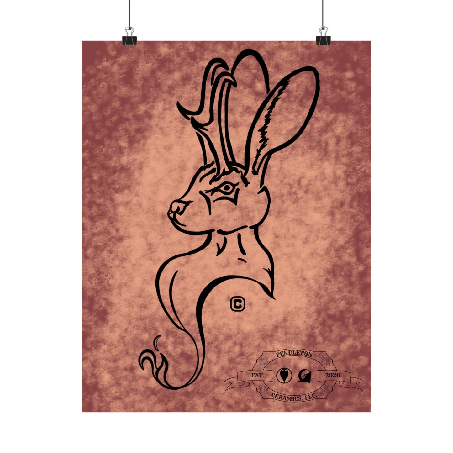 Dust Storm Jackalope Bust Drawing Wall Art