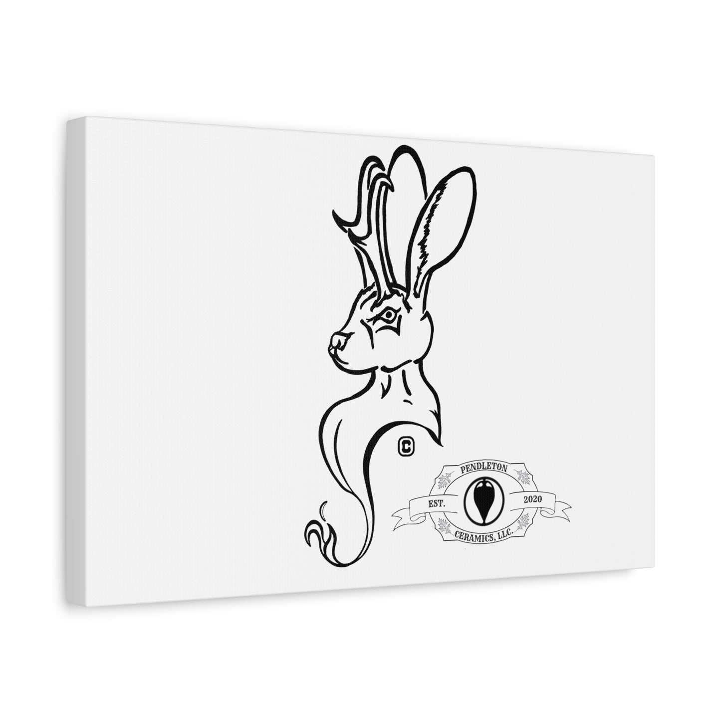 Jackalope Bust Drawing Art Stretched Canvas Wall Decor