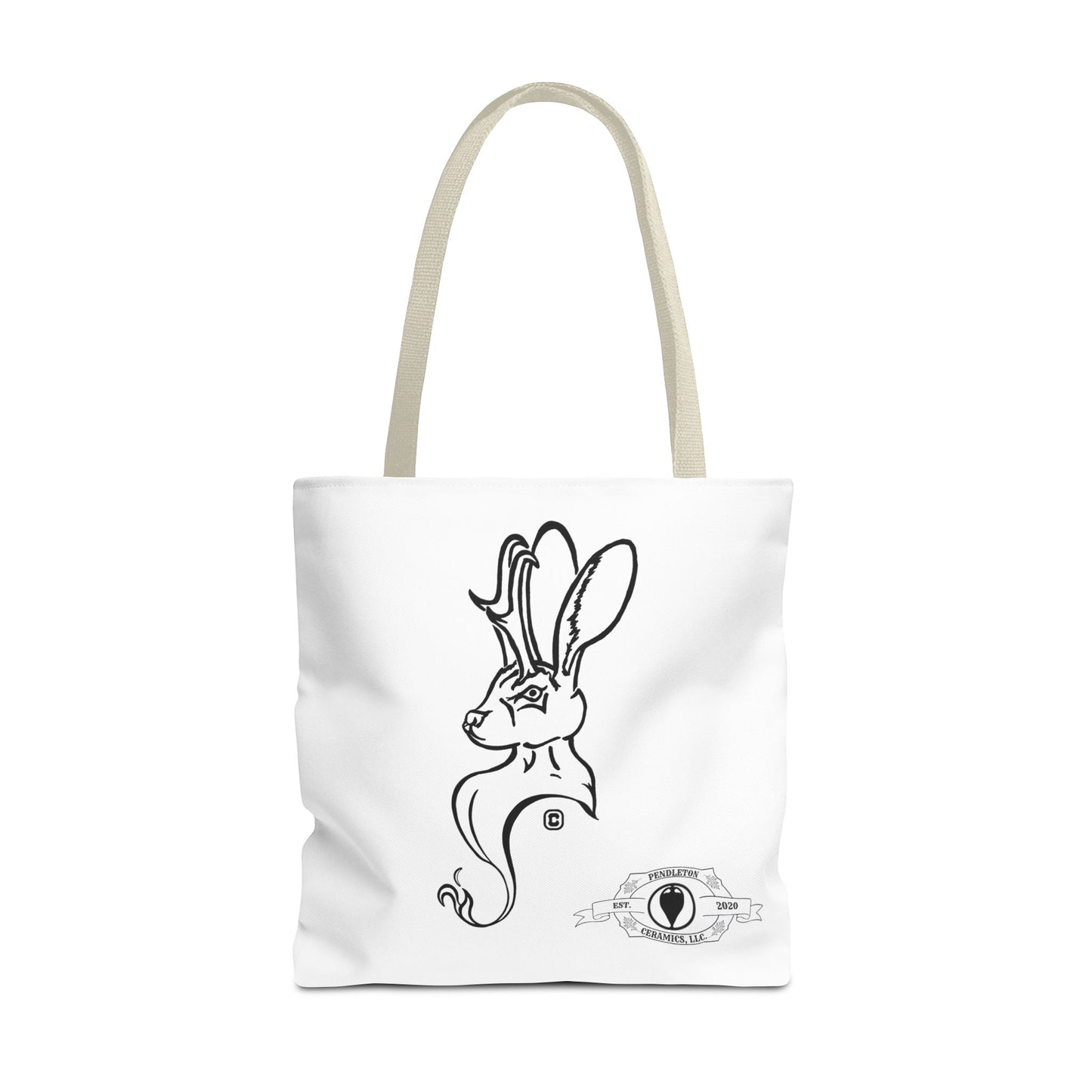 Jackalope Bust Drawing Tote White Bag
