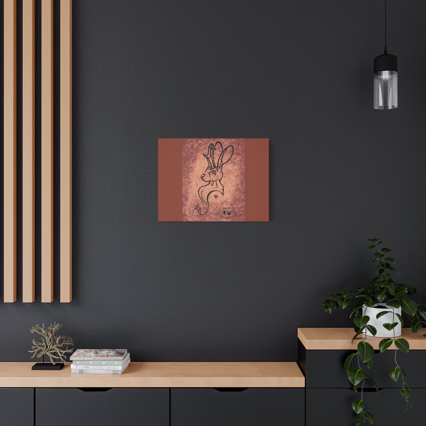 Dust Storm Jackalope Bust Drawing Canvas Wall Decor