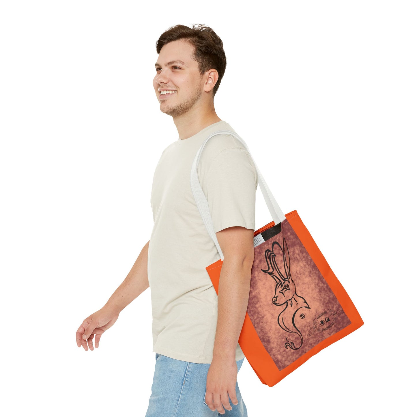 Dust Storm Jackalope Bust Drawing Tote Orange Bag
