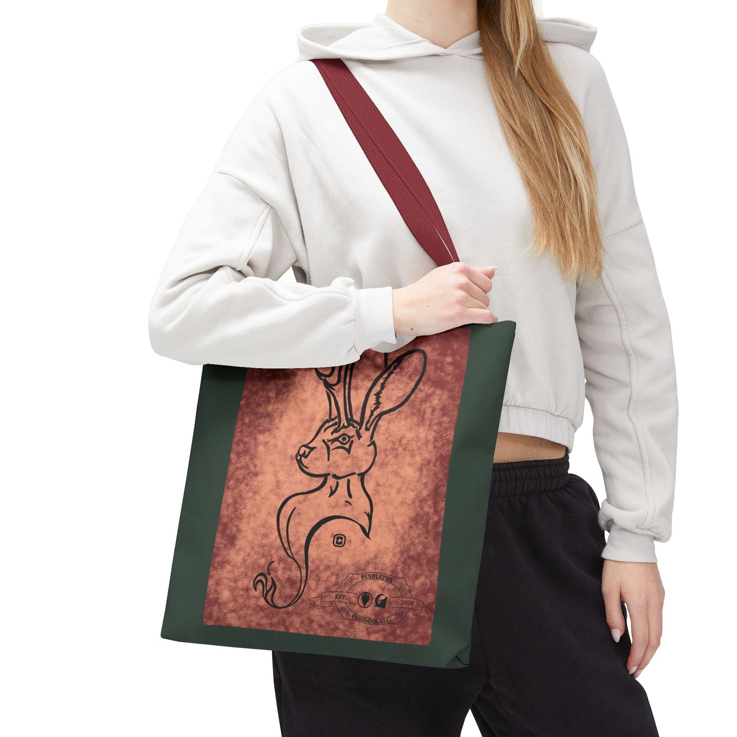 Dust Storm Jackalope Bust Drawing Tote Green Bag