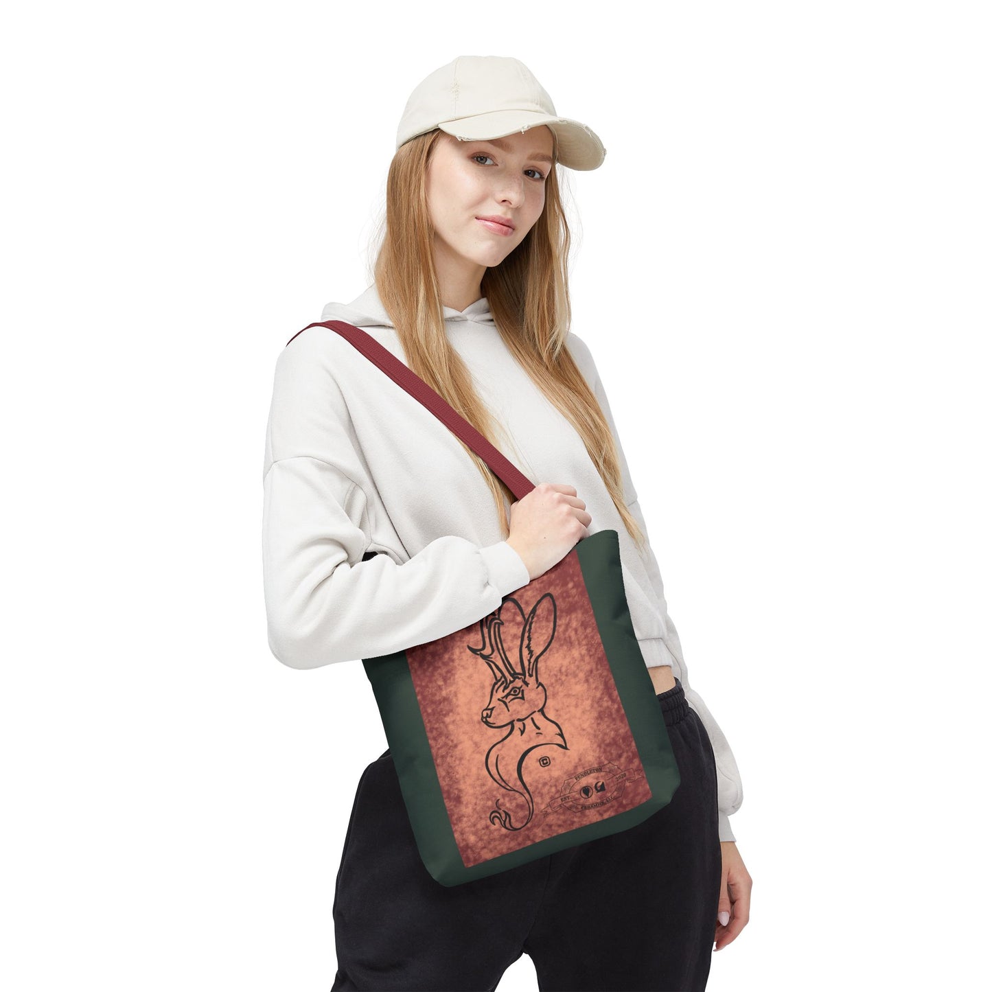 Dust Storm Jackalope Bust Drawing Tote Green Bag