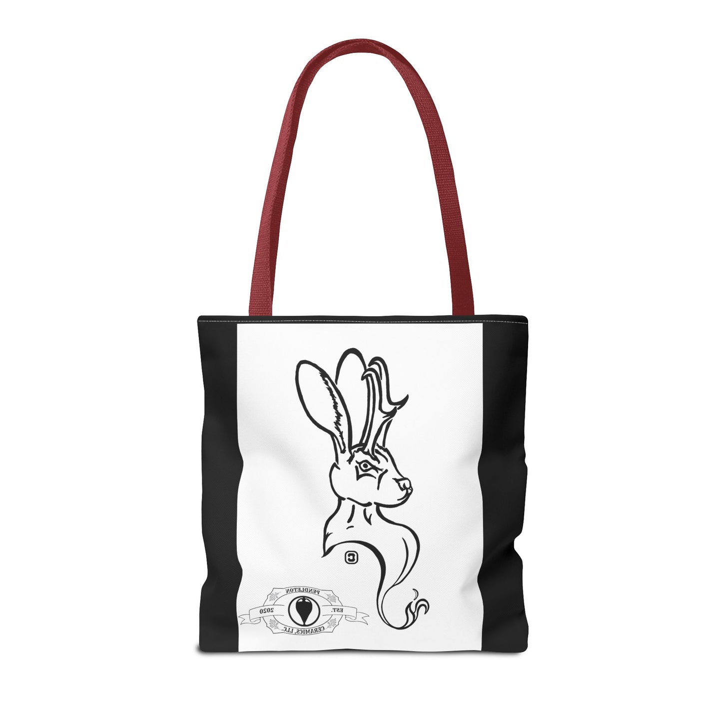 Jackalope Bust Drawing Tote Bag with Black Stripe