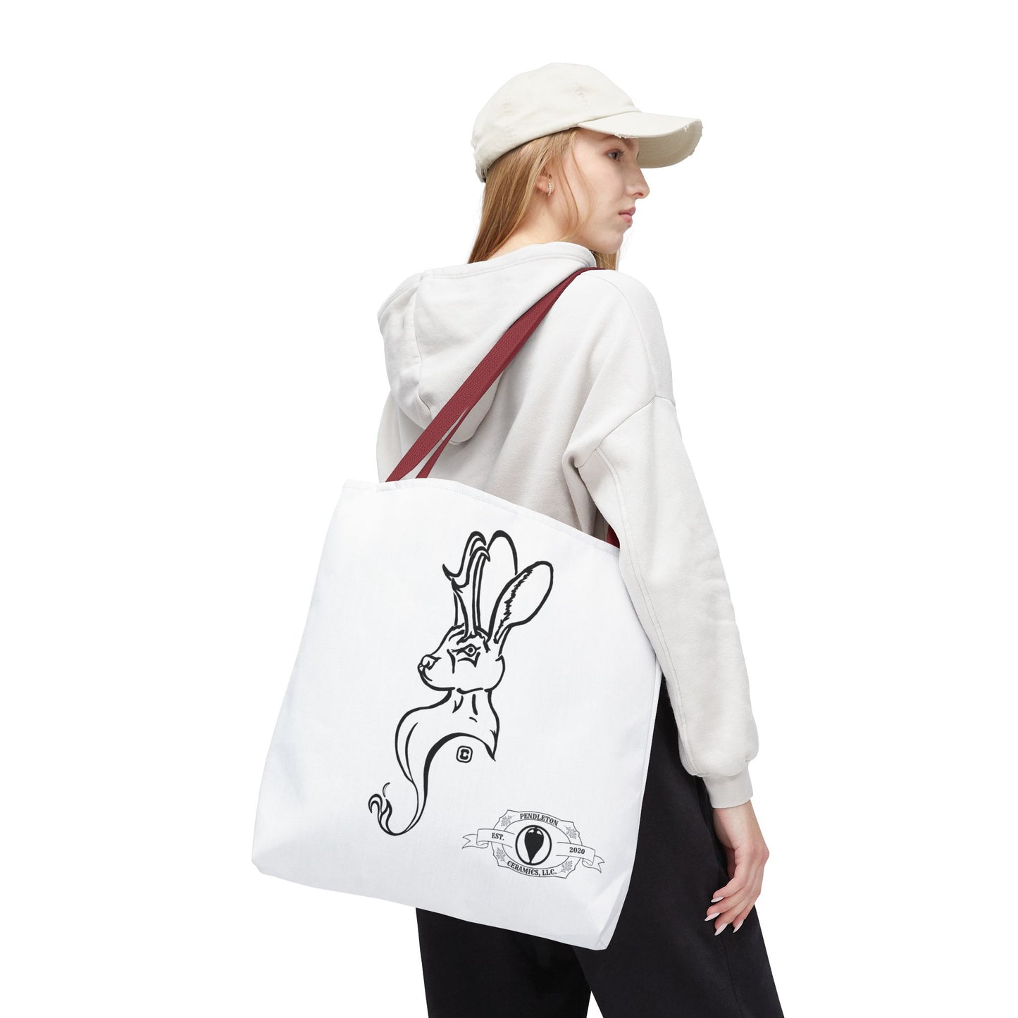 Jackalope Bust Drawing Tote White Bag