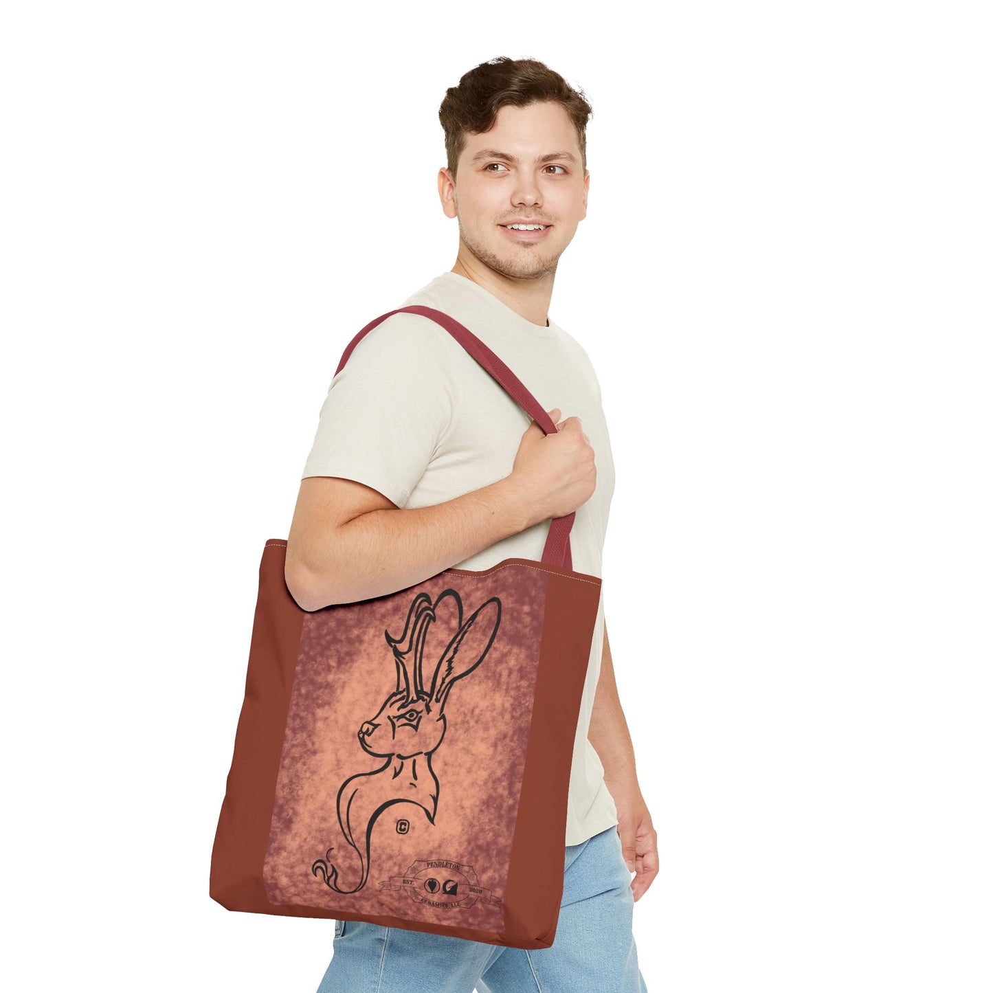 Dust Storm Jackalope Bust Drawing Tote Brown Bag