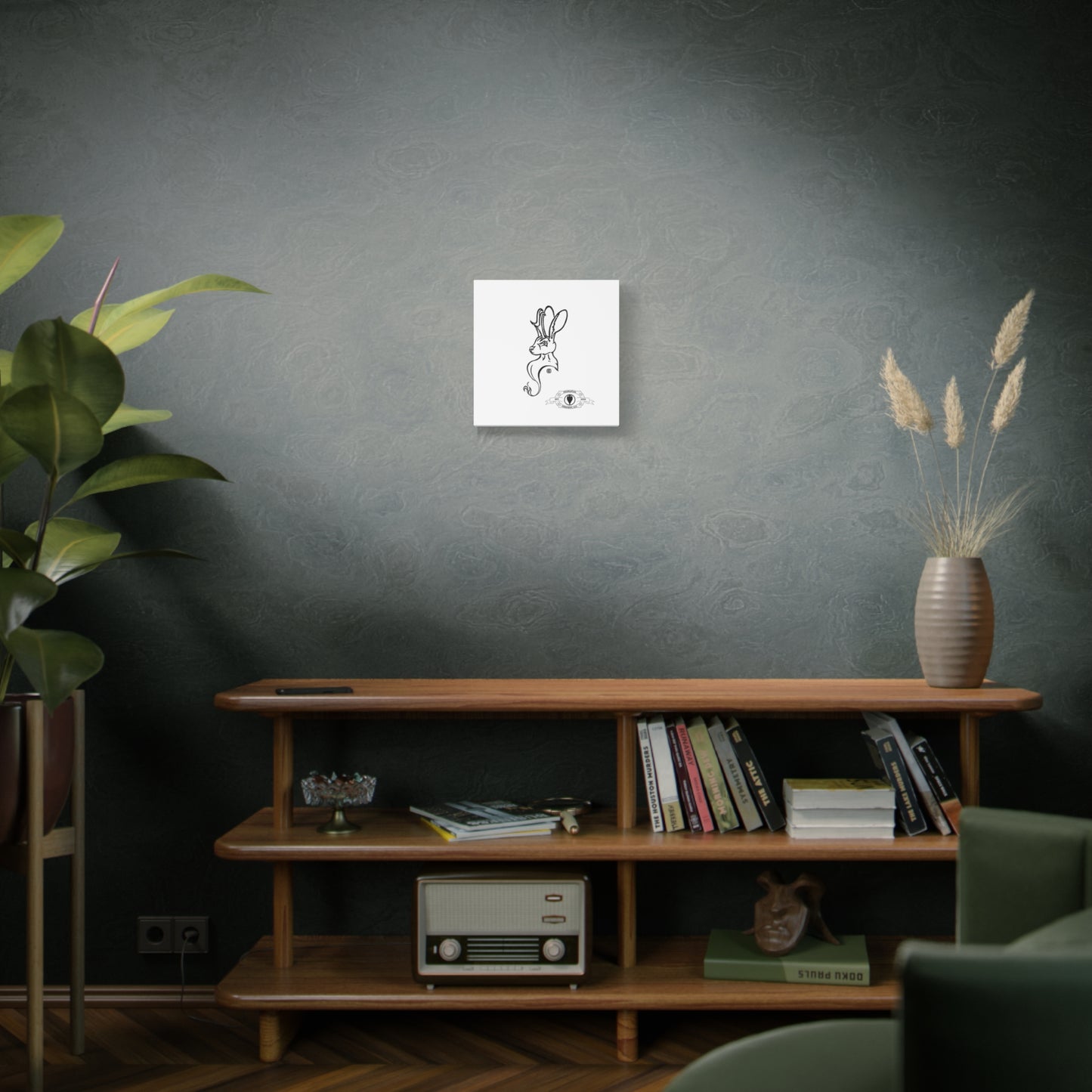 Jackalope Bust Drawing Art Stretched Canvas Wall Decor