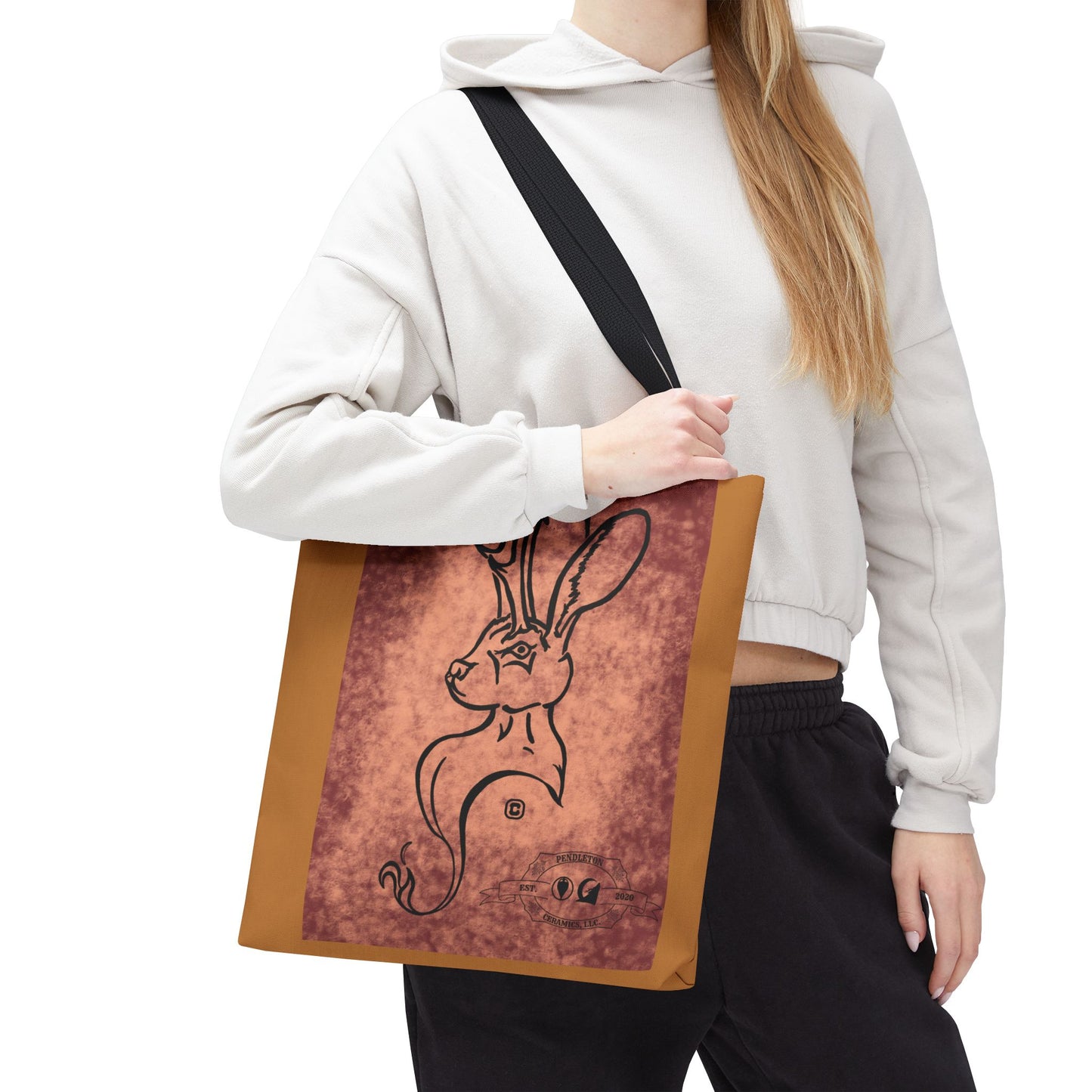 Dust Storm Jackalope Bust Drawing Tote Brown Bag
