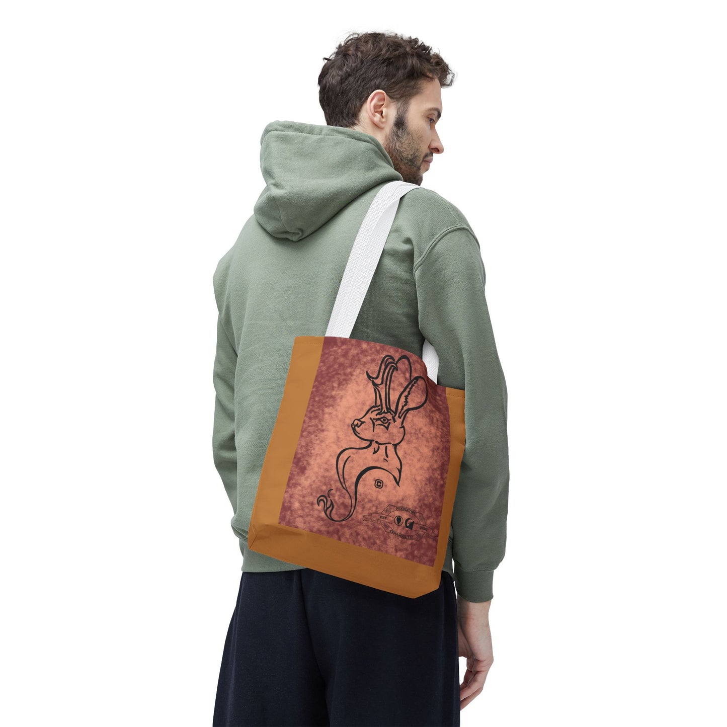 Dust Storm Jackalope Bust Drawing Tote Brown Bag