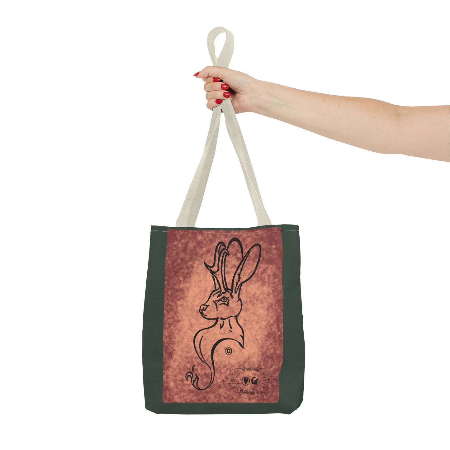 Dust Storm Jackalope Bust Drawing Tote Green Bag