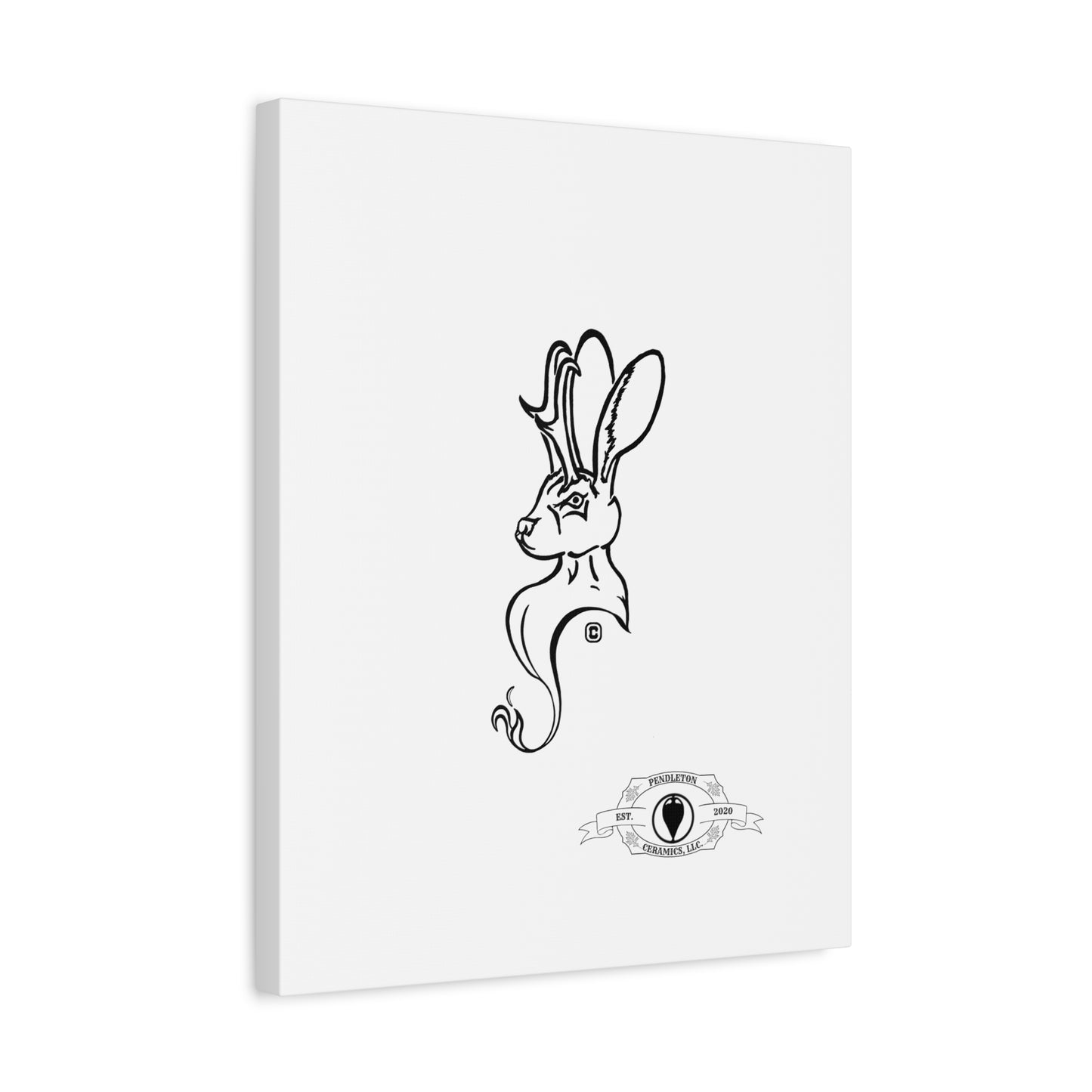 Jackalope Bust Drawing Art Stretched Canvas Wall Decor