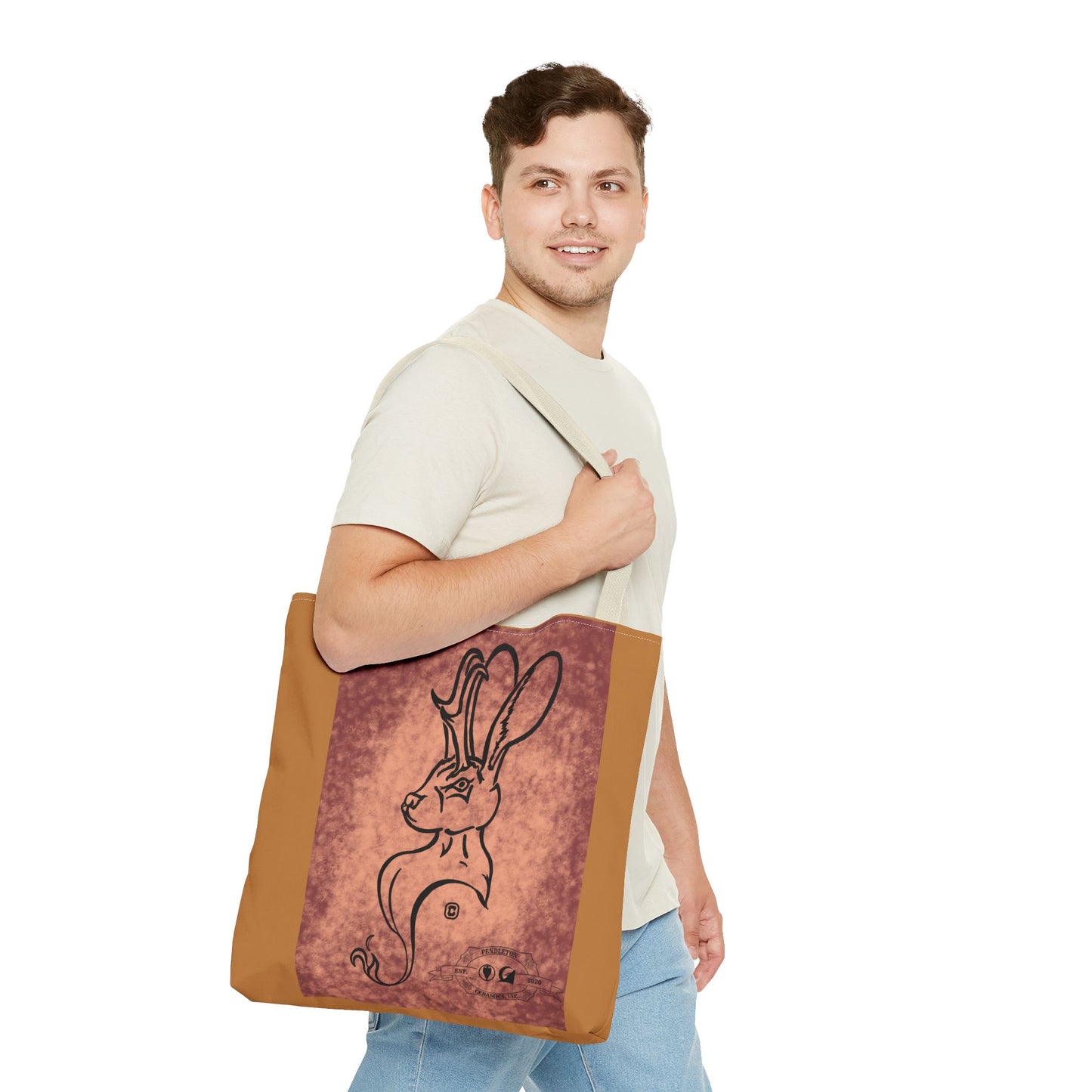 Dust Storm Jackalope Bust Drawing Tote Brown Bag