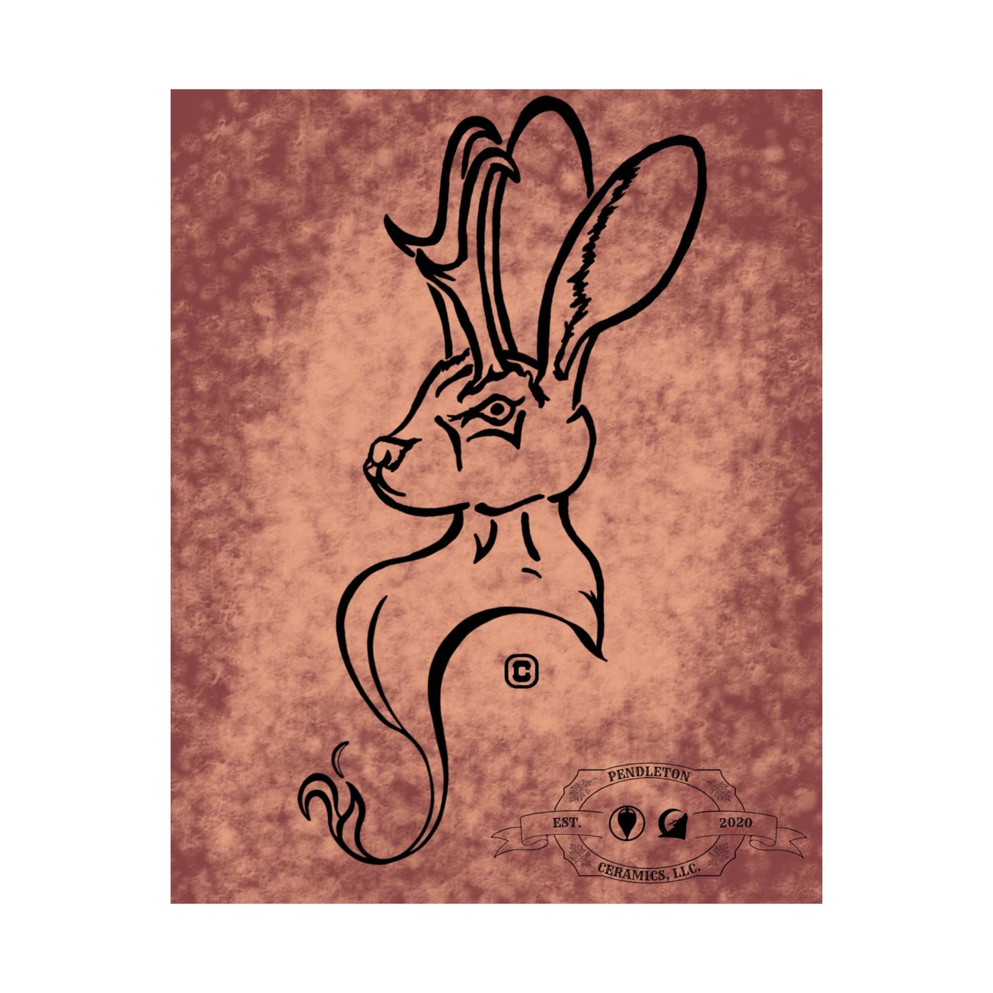 Dust Storm Jackalope Bust Drawing Wall Art