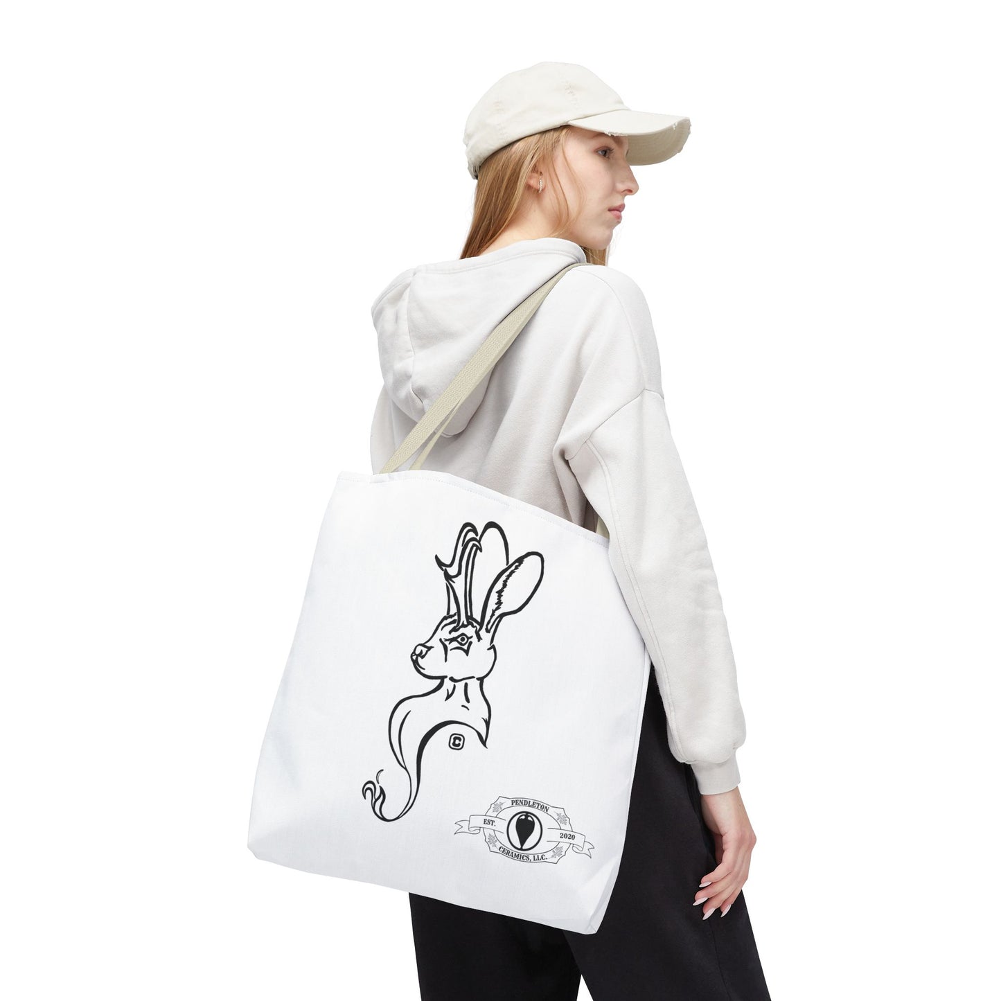 Jackalope Bust Drawing Tote White Bag