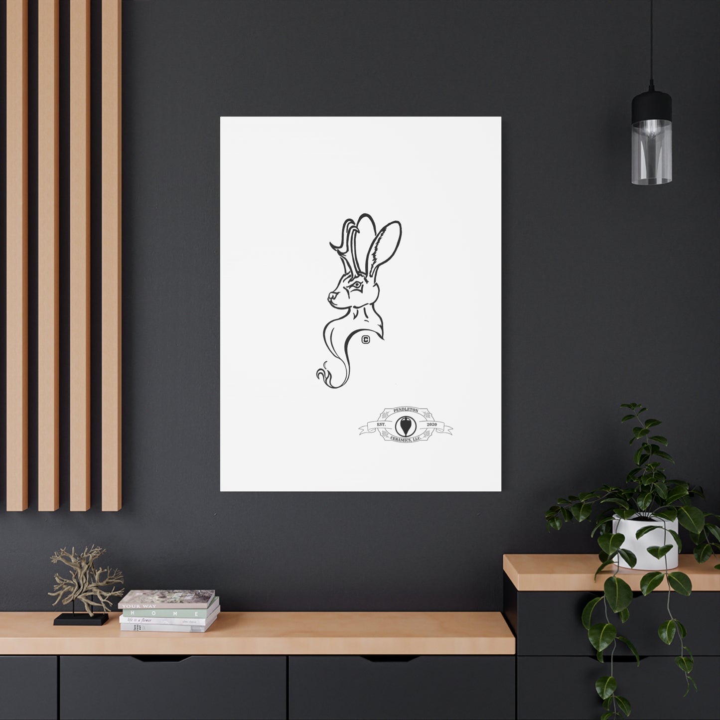 Jackalope Bust Drawing Art Stretched Canvas Wall Decor