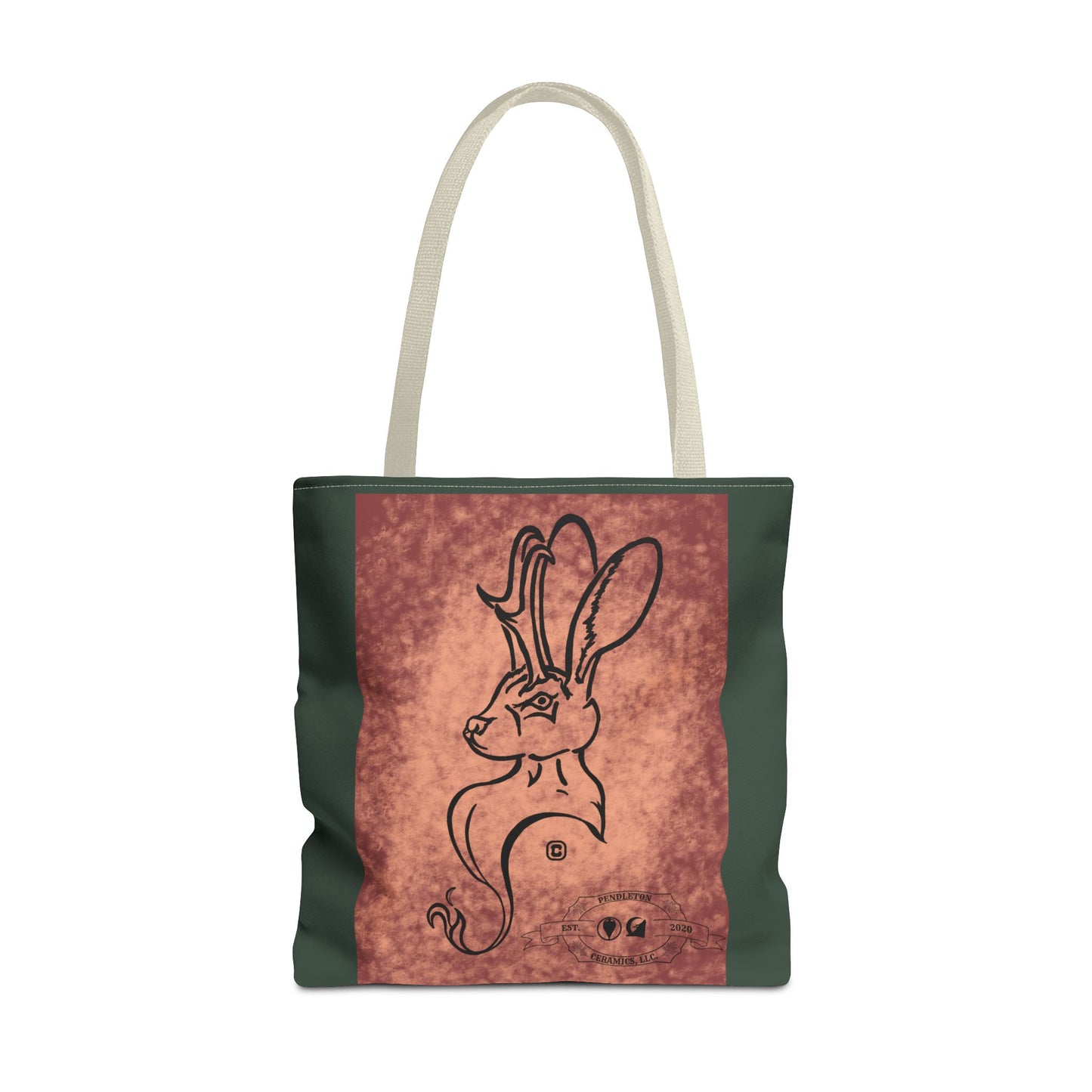 Dust Storm Jackalope Bust Drawing Tote Green Bag