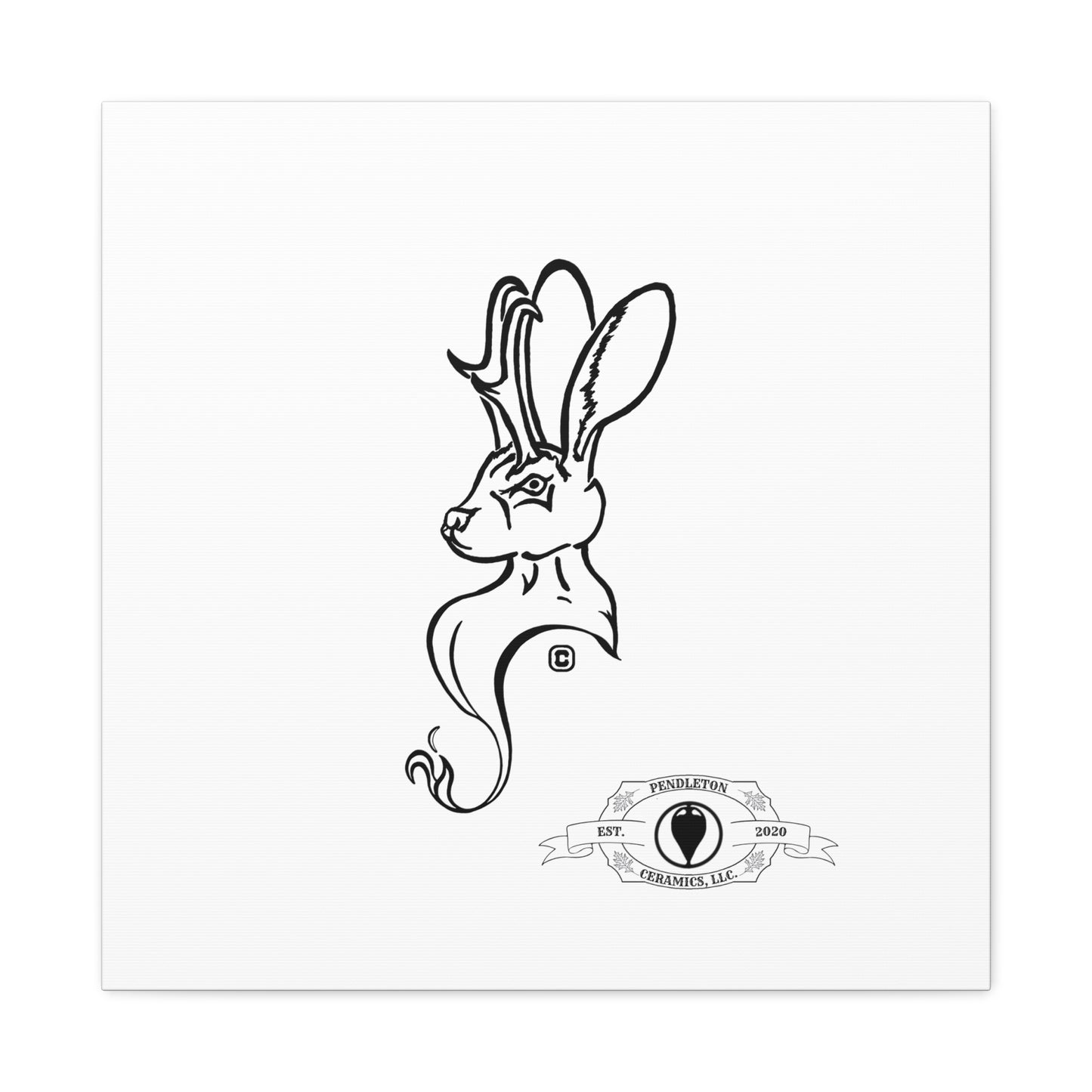 Jackalope Bust Drawing Art Stretched Canvas Wall Decor