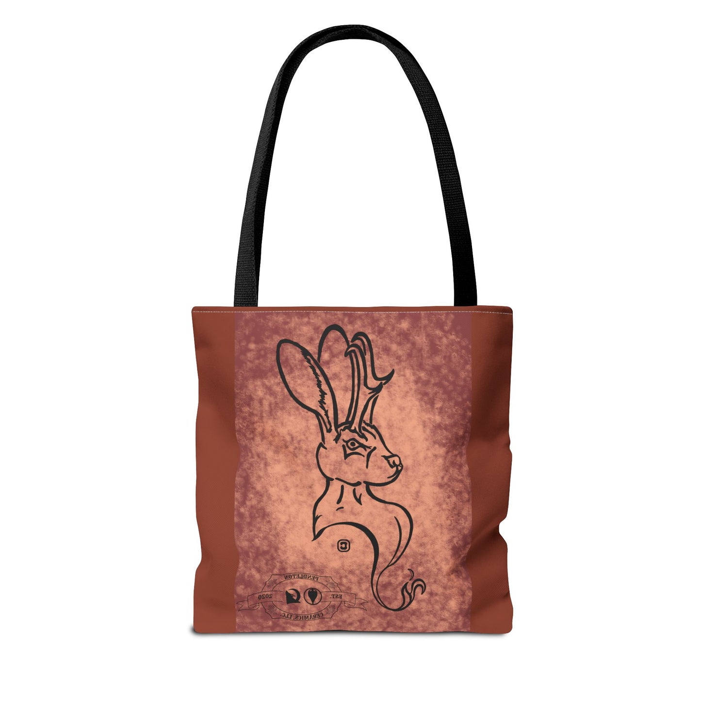 Dust Storm Jackalope Bust Drawing Tote Brown Bag