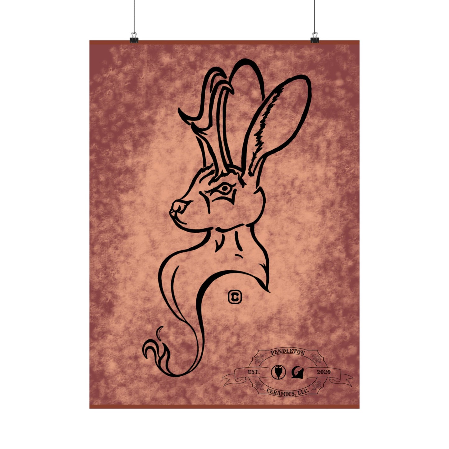 Dust Storm Jackalope Bust Drawing Wall Art