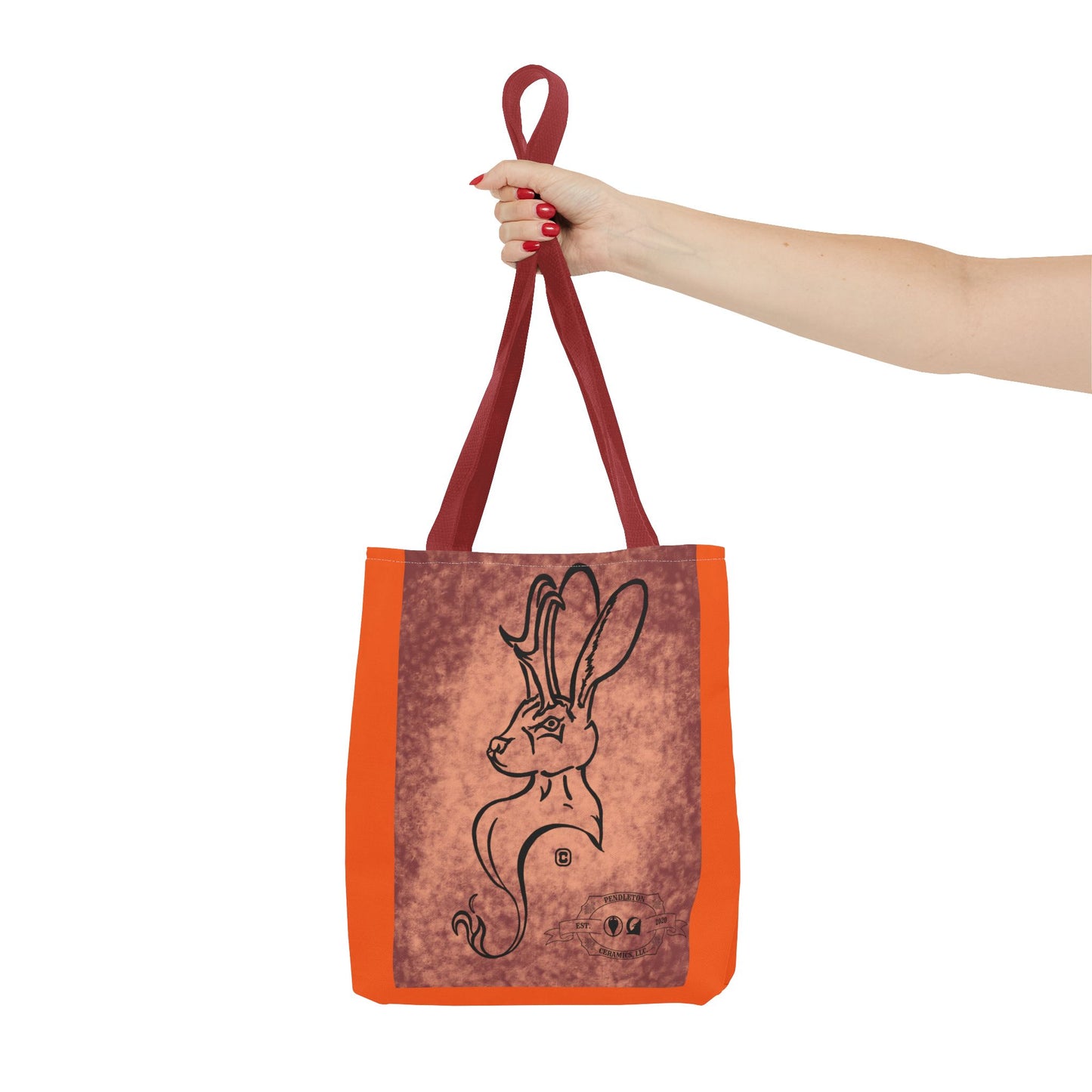 Dust Storm Jackalope Bust Drawing Tote Orange Bag