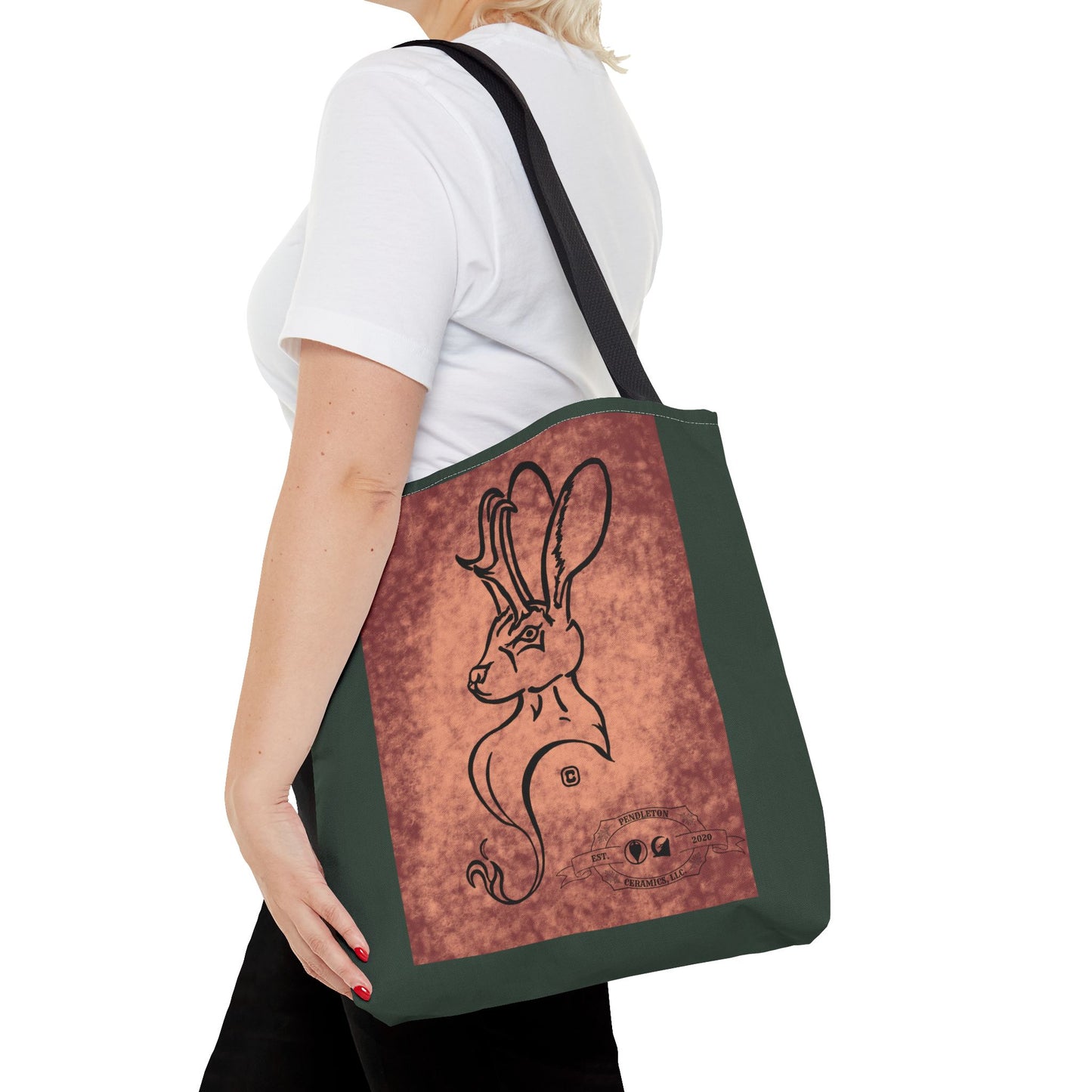 Dust Storm Jackalope Bust Drawing Tote Green Bag