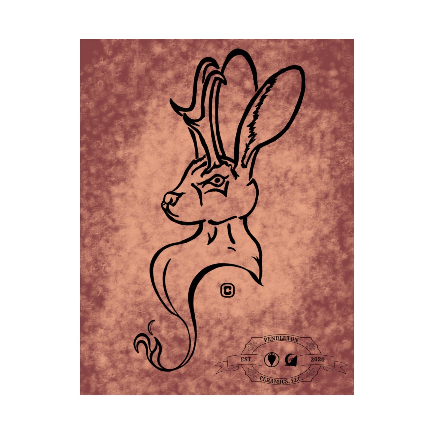 Dust Storm Jackalope Bust Drawing Wall Art