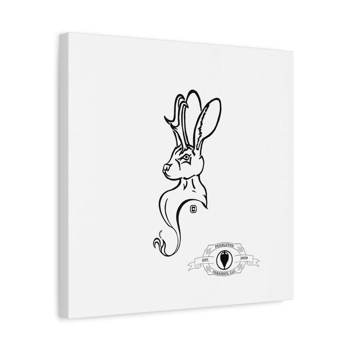 Jackalope Bust Drawing Art Stretched Canvas Wall Decor