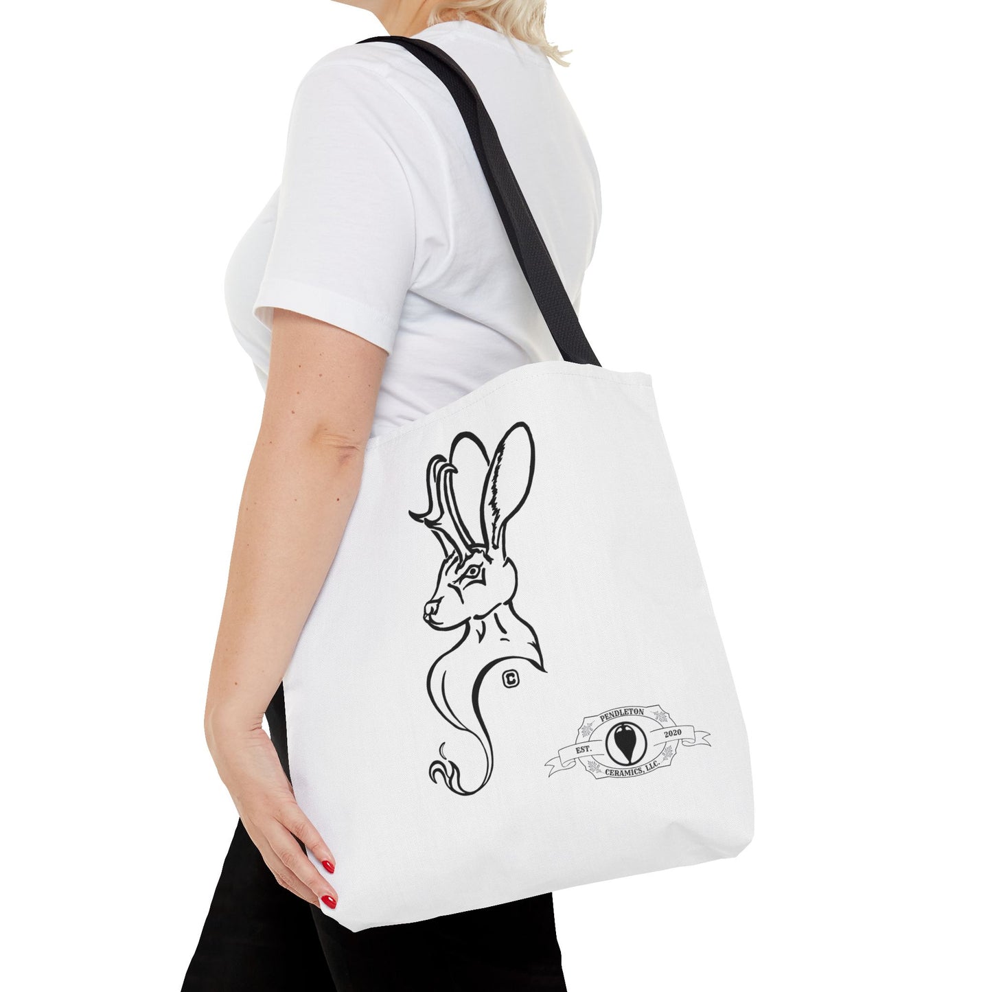 Jackalope Bust Drawing Tote White Bag