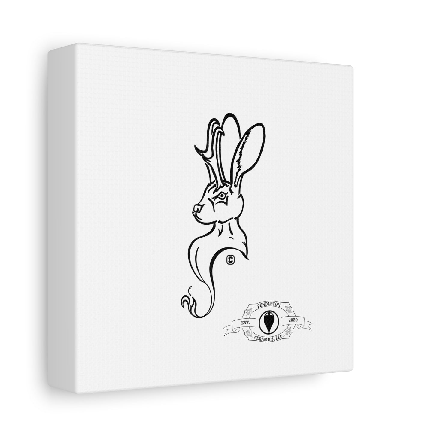 Jackalope Bust Drawing Art Stretched Canvas Wall Decor