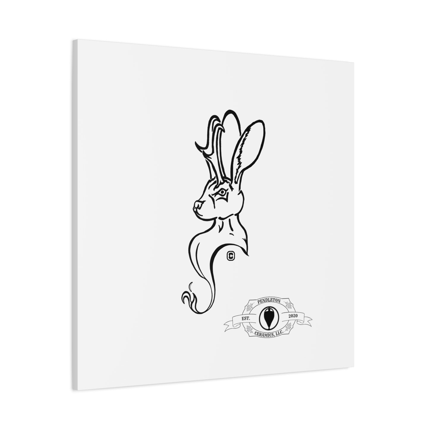 Jackalope Bust Drawing Art Stretched Canvas Wall Decor