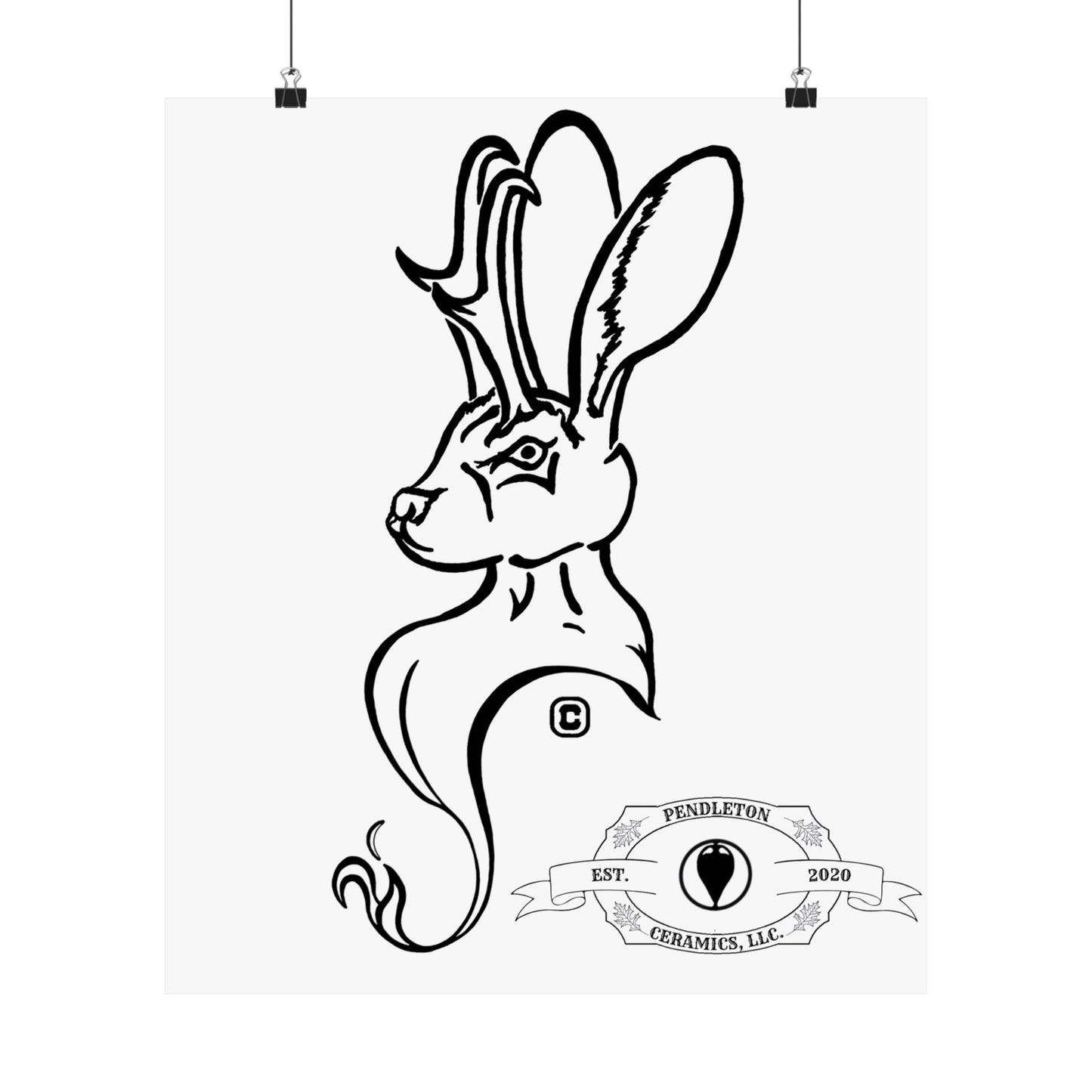 Jackalope Bust Drawing Matte Vertical Posters