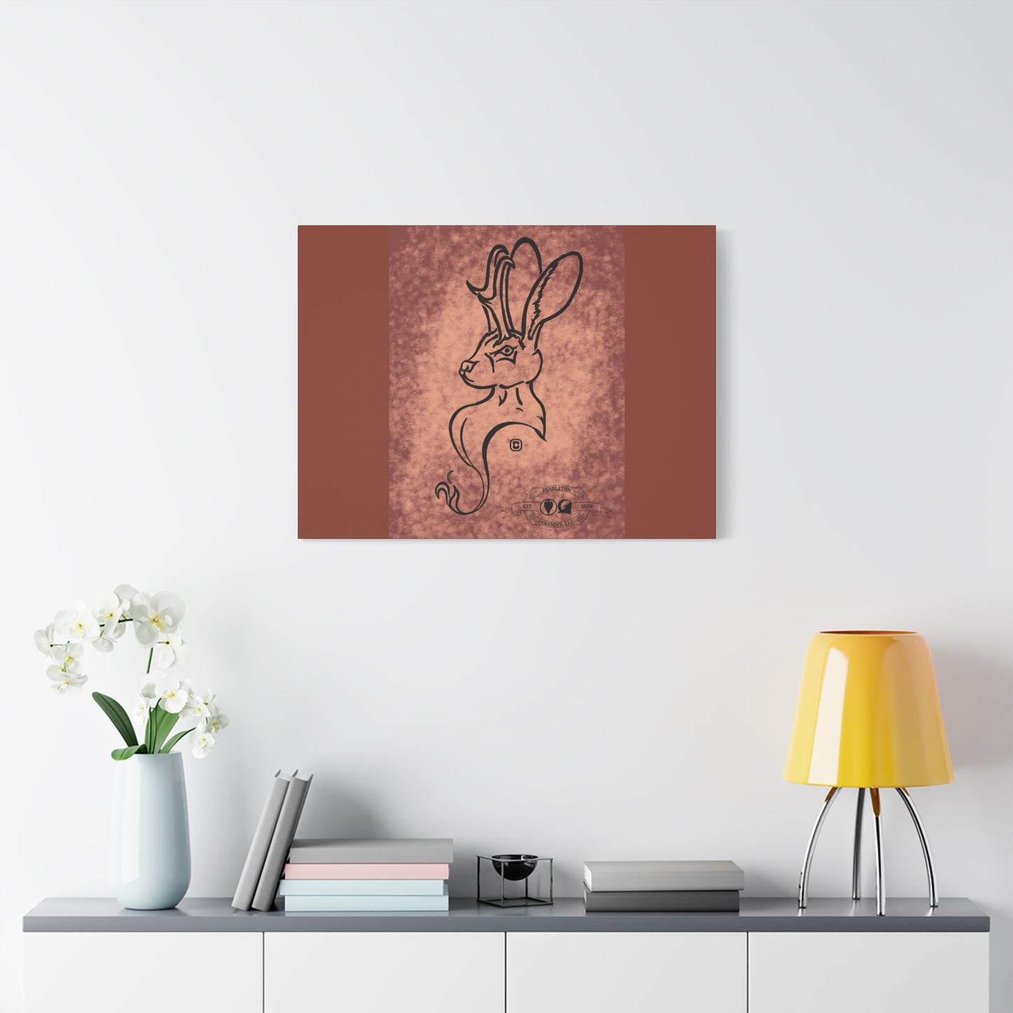 Dust Storm Jackalope Bust Drawing Canvas Wall Decor