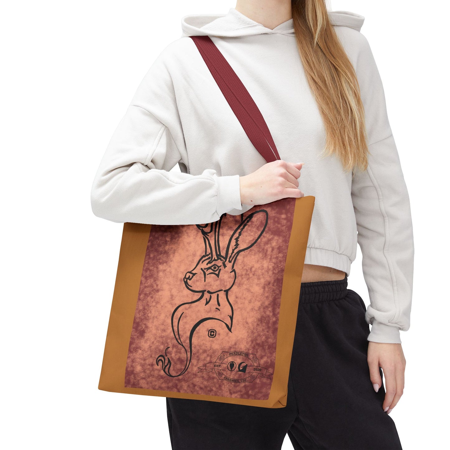 Dust Storm Jackalope Bust Drawing Tote Brown Bag