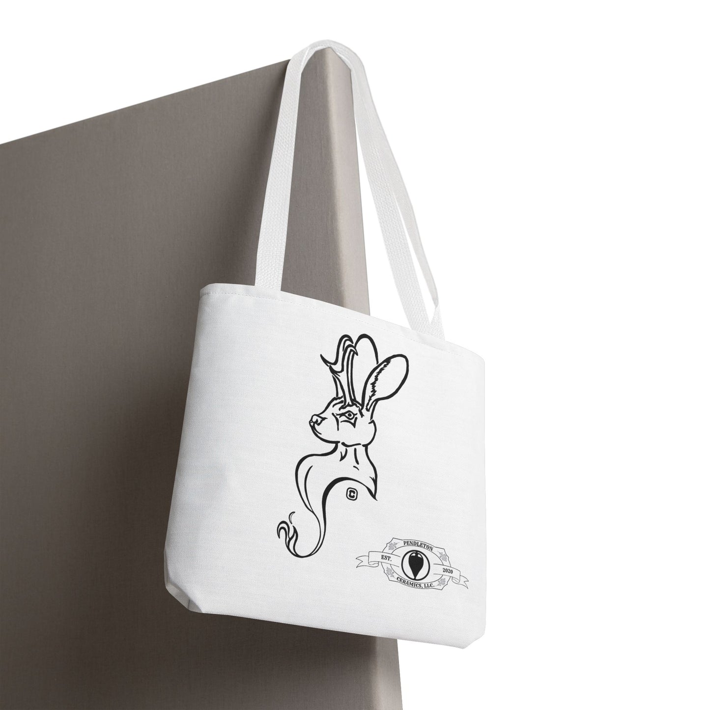Jackalope Bust Drawing Tote White Bag