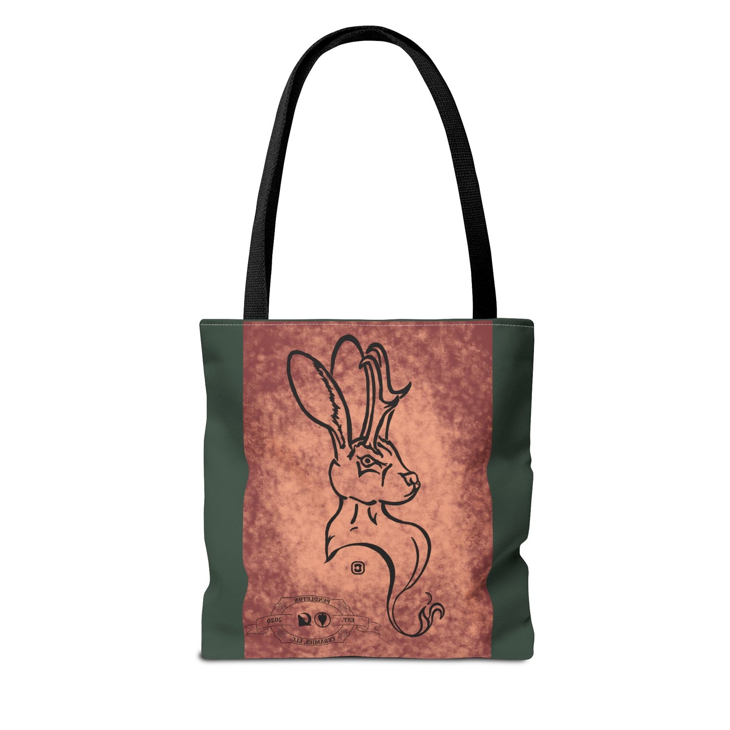 Dust Storm Jackalope Bust Drawing Tote Green Bag