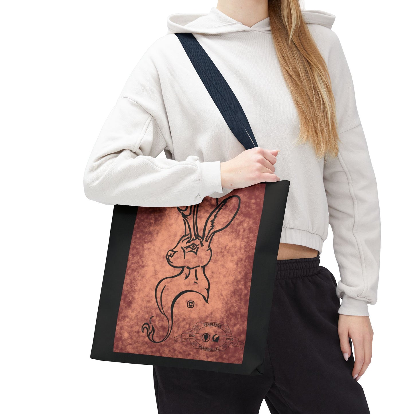 Dust Storm Jackalope Bust Drawing Tote Black Bag