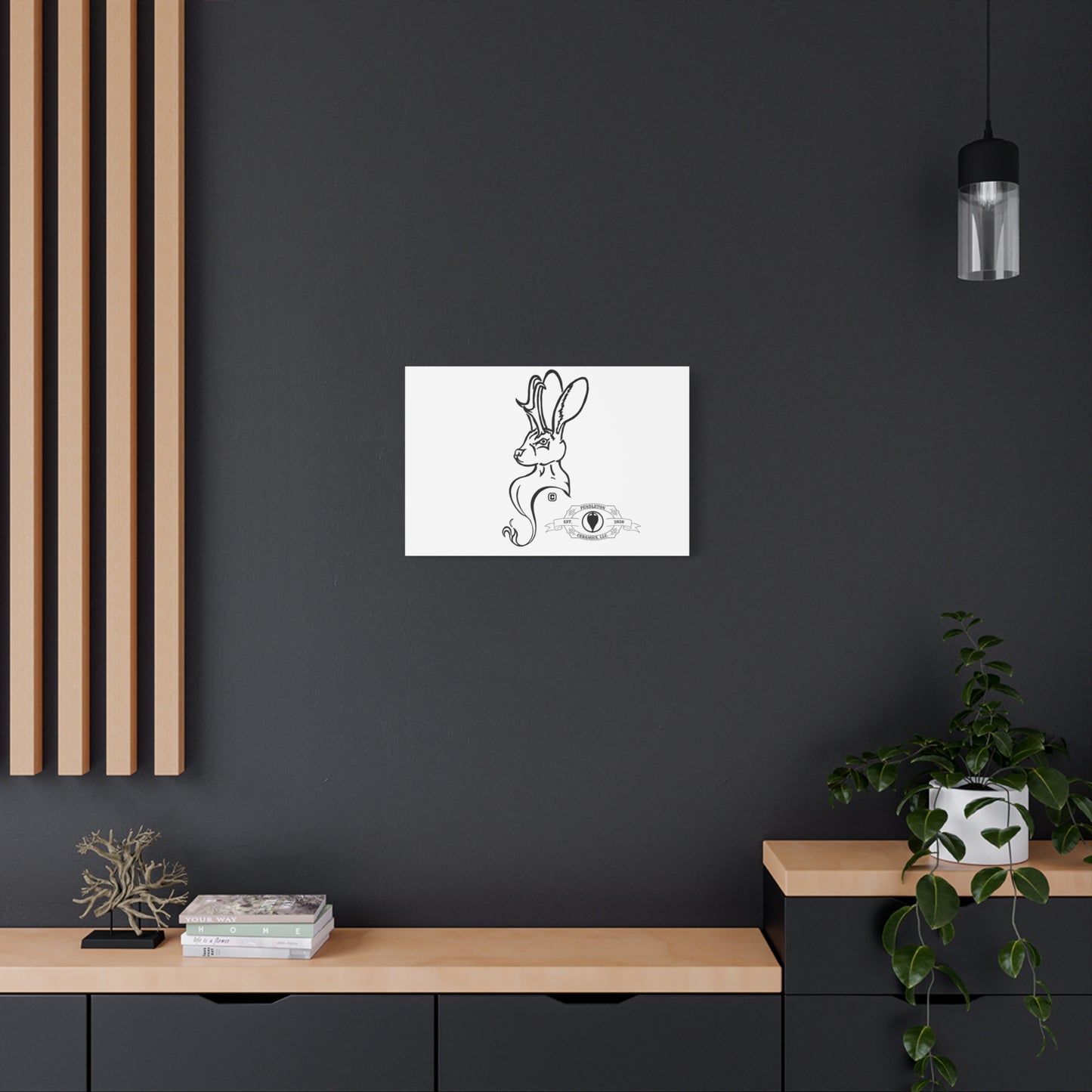 Jackalope Bust Drawing Art Stretched Canvas Wall Decor