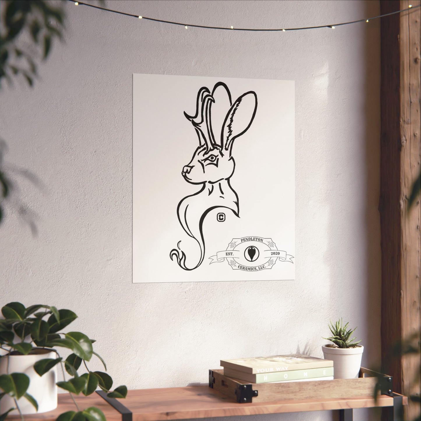 Jackalope Bust Drawing Matte Vertical Posters