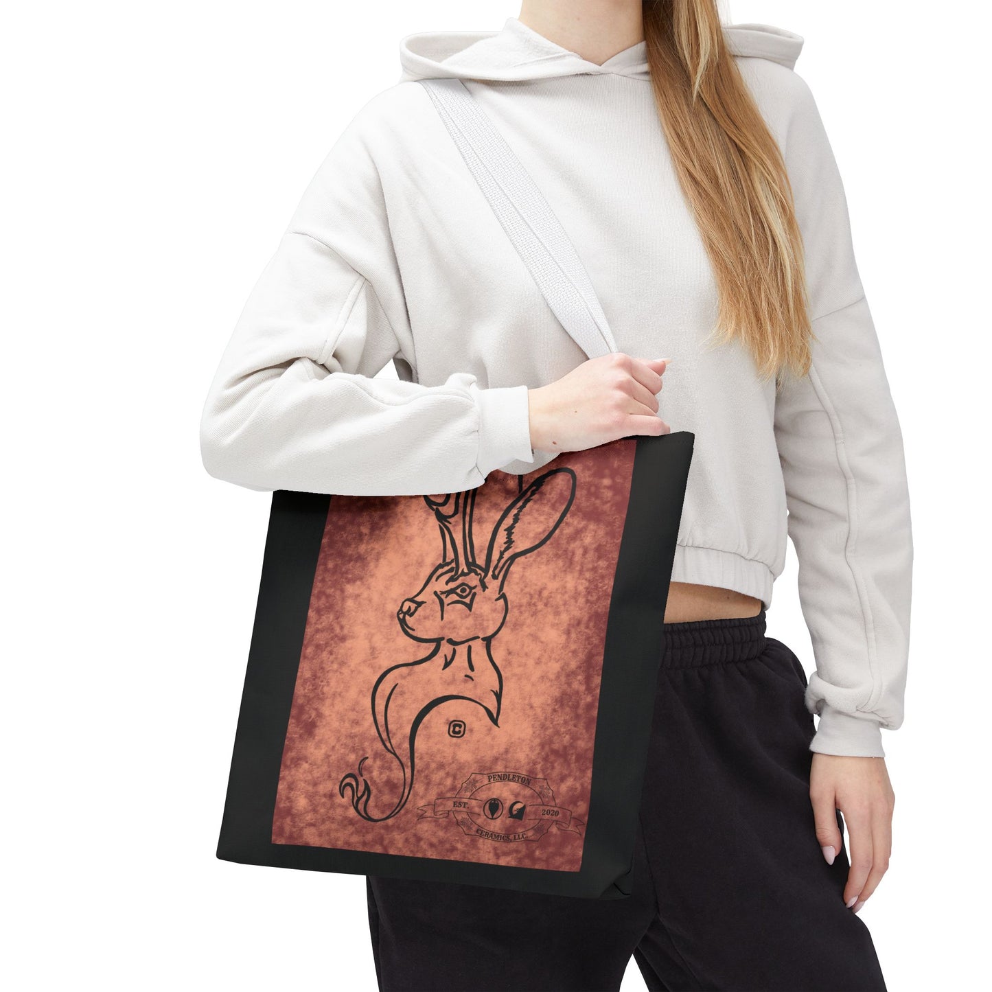 Dust Storm Jackalope Bust Drawing Tote Black Bag