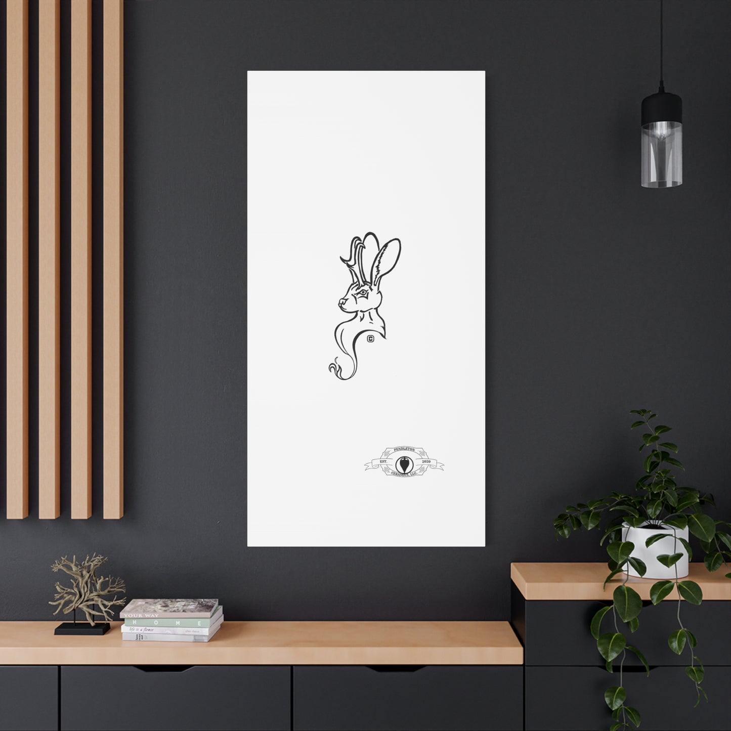 Jackalope Bust Drawing Art Stretched Canvas Wall Decor