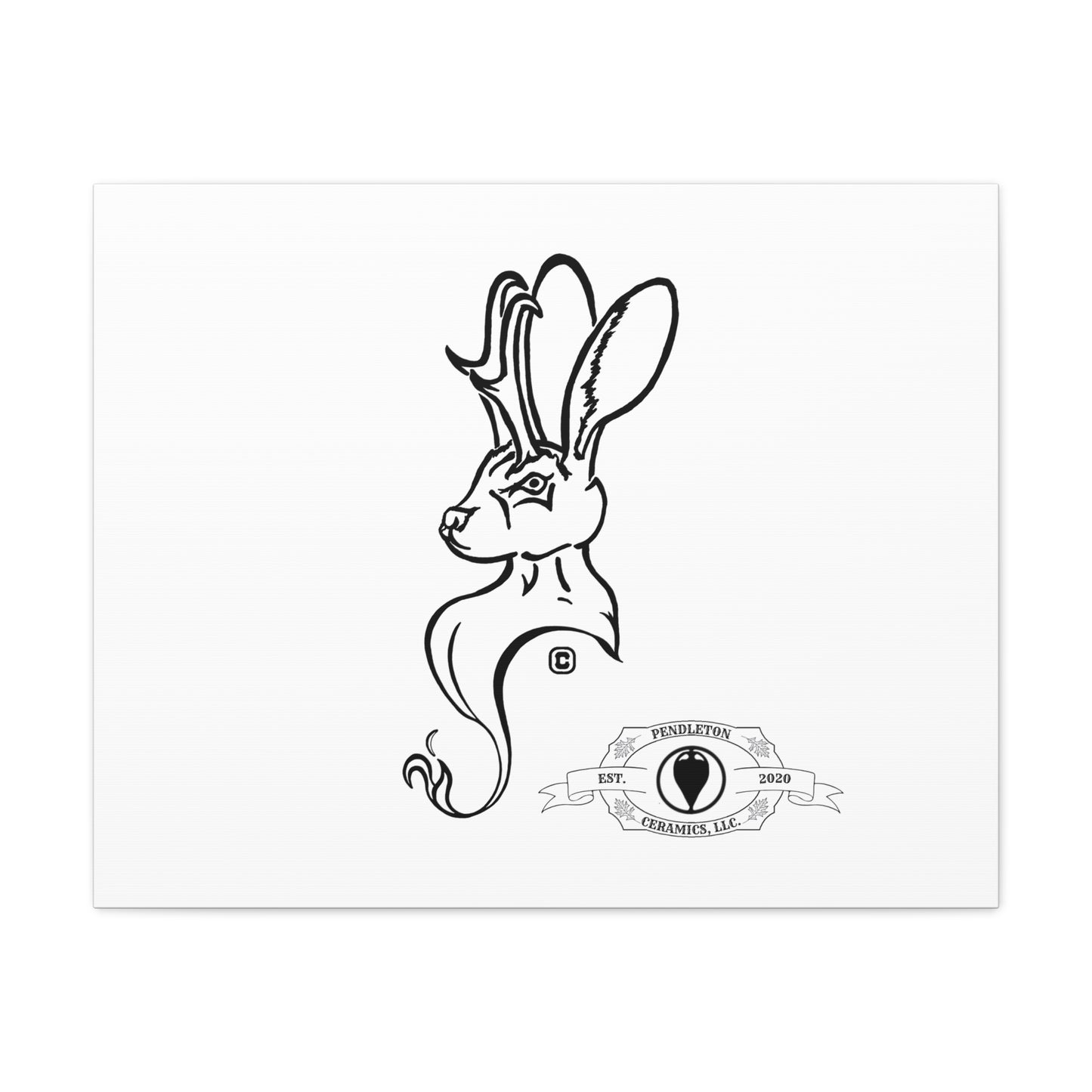 Jackalope Bust Drawing Art Stretched Canvas Wall Decor